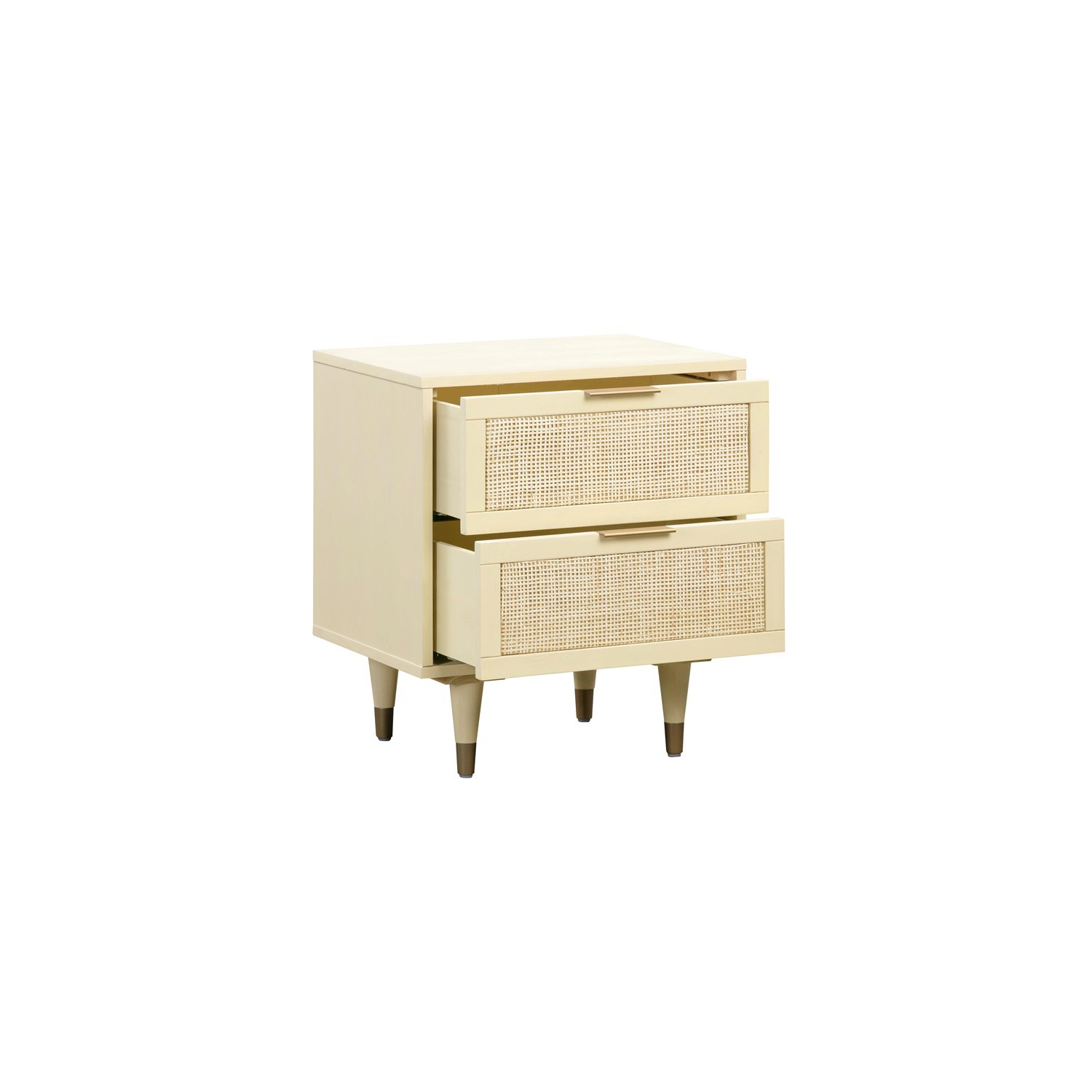 TOV Furniture Sierra 25"H Wood Nightstand in Buttermilk Cream/Antique Brass