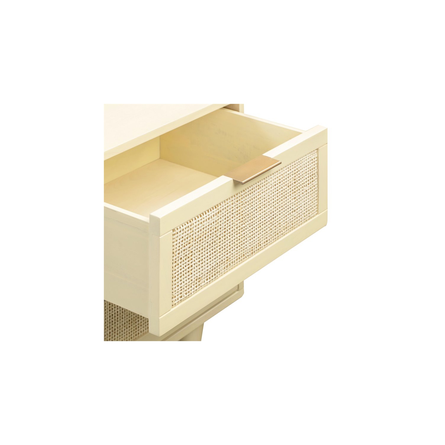 TOV Furniture Sierra 25"H Wood Nightstand in Buttermilk Cream/Antique Brass