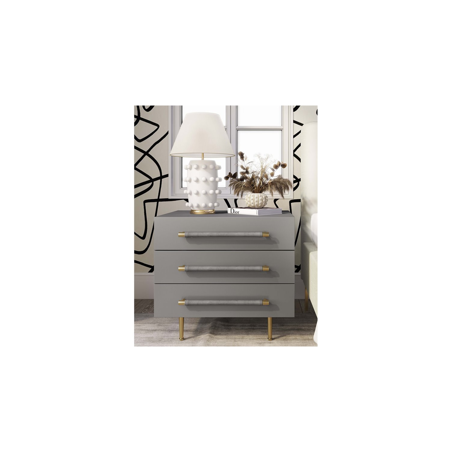 Trident Grey Acacia Wood Nightstand