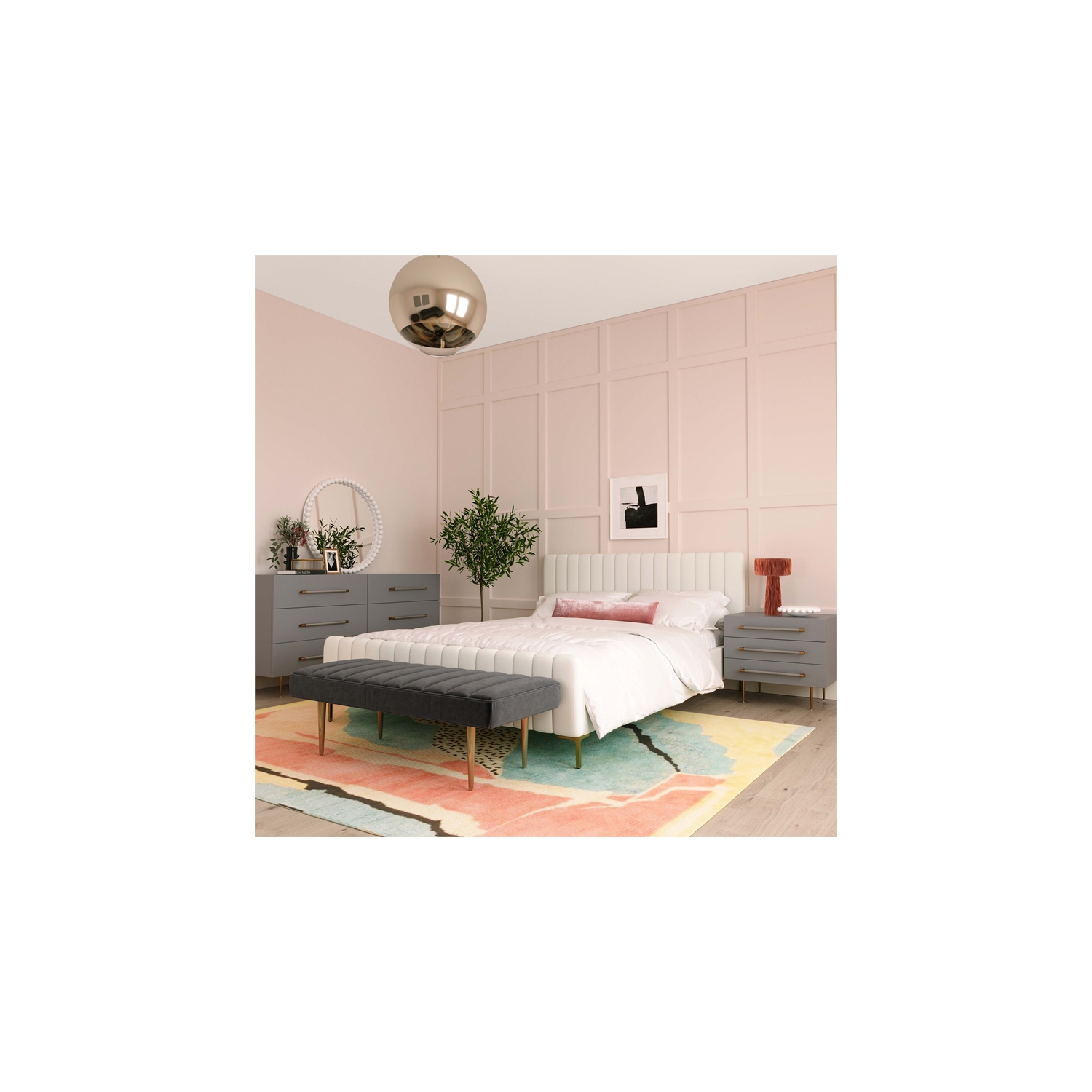 Trident Grey Acacia Wood Nightstand