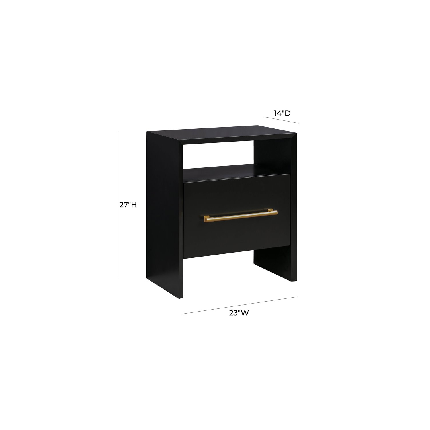 TOV Furniture Libre 27"H Modern Style Acacia Wood Nightstand in Black