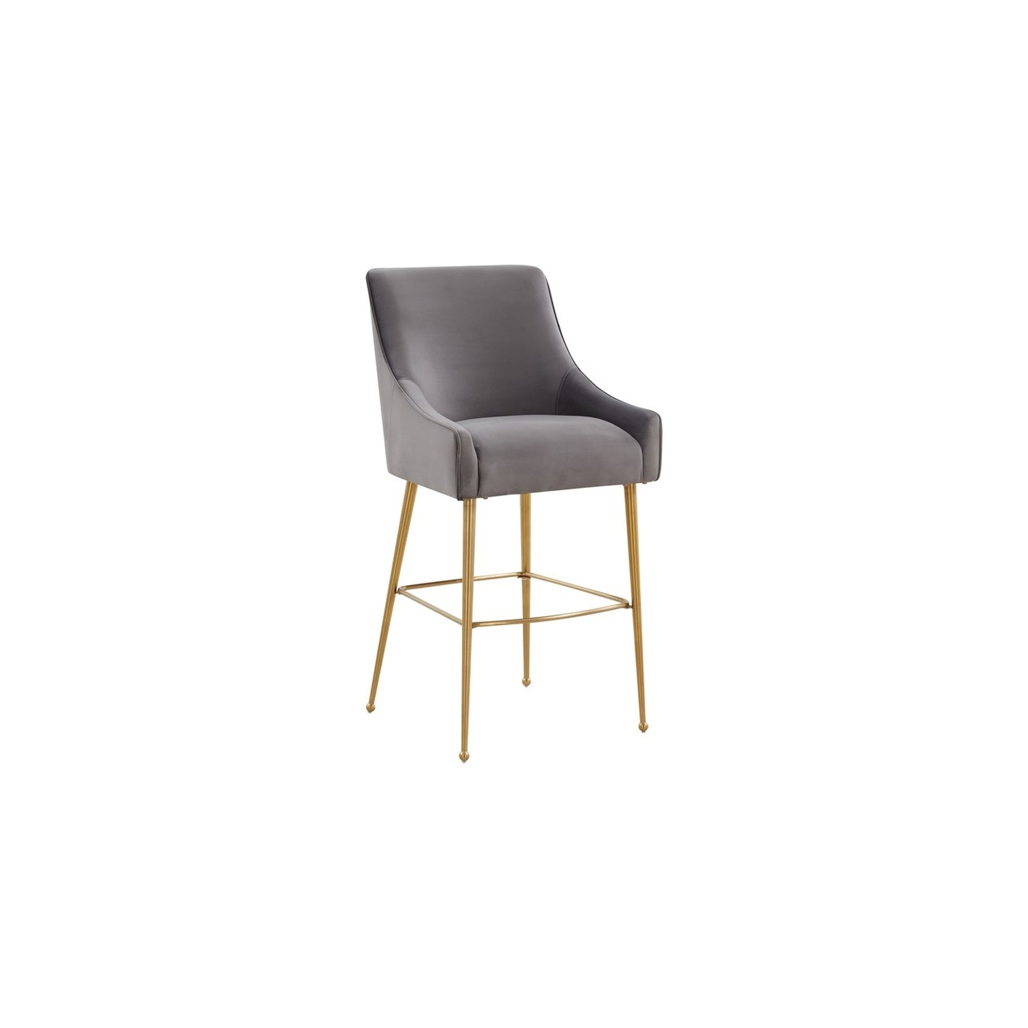TOV Furniture Beatrix Dark Grey Velvet Bar Stool - Gold Legs