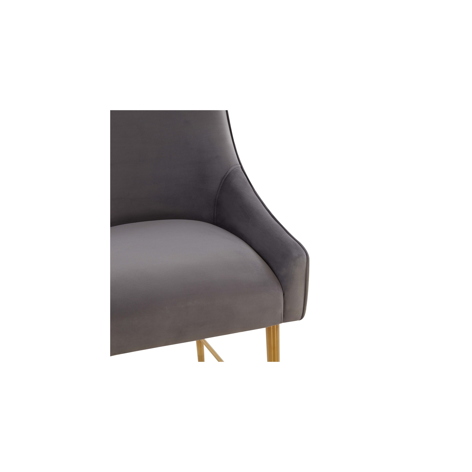 TOV Furniture Beatrix Dark Grey Velvet Bar Stool - Gold Legs