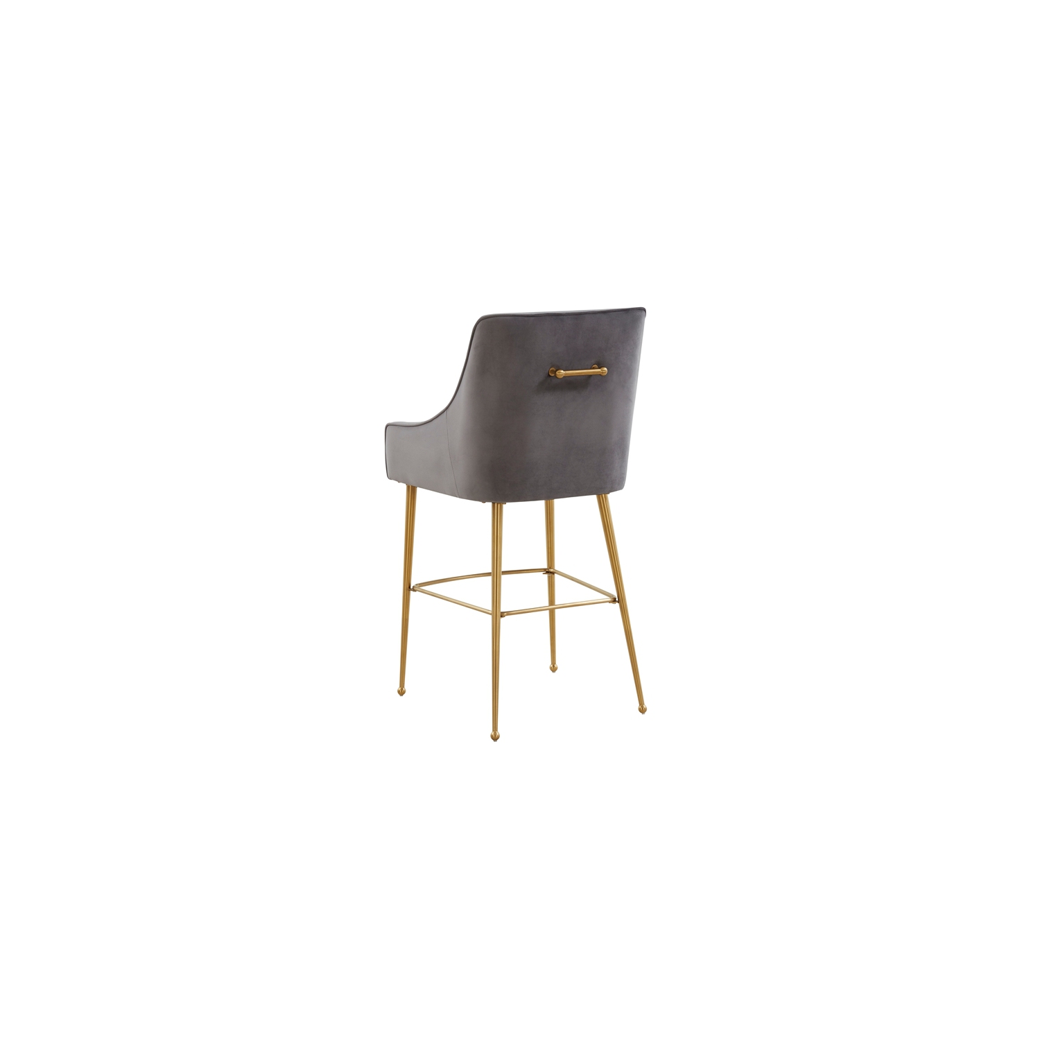 TOV Furniture Beatrix Dark Grey Velvet Bar Stool - Gold Legs