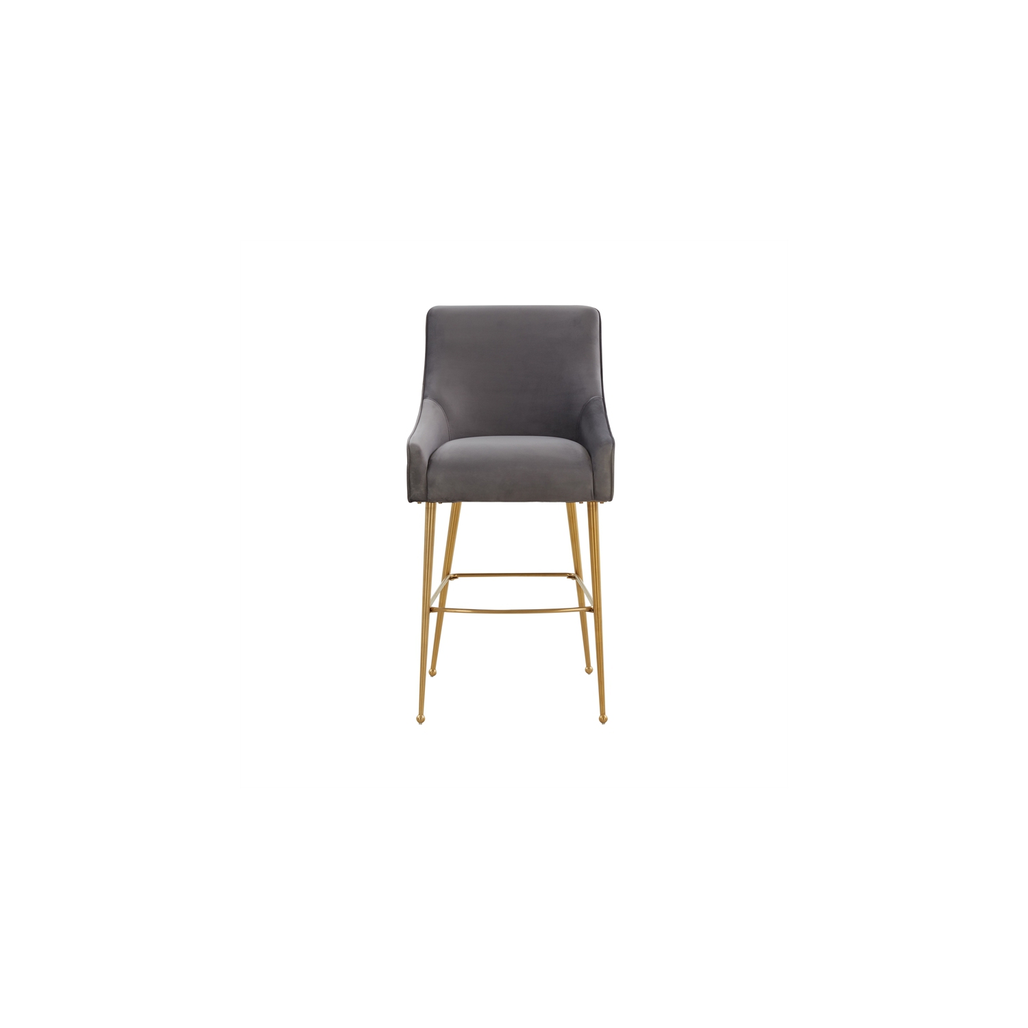TOV Furniture Beatrix Dark Grey Velvet Bar Stool - Gold Legs