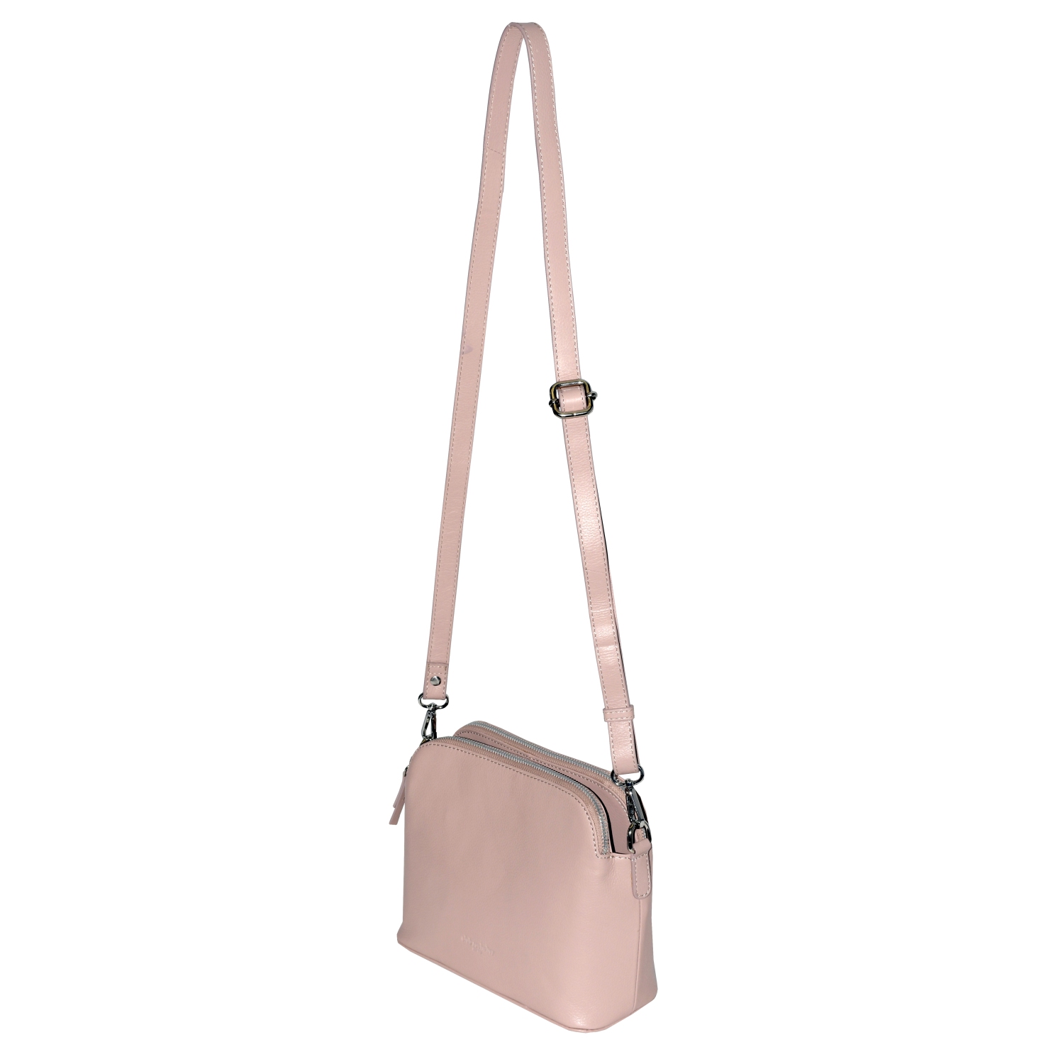 Club Rochelier Leather Double Zipper Crossbody Blush