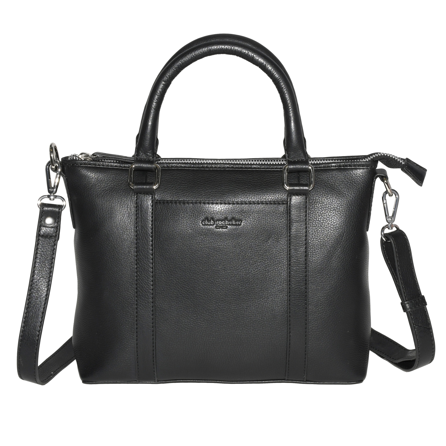 Club Rochelier Leather Crossbody with Top Handles Black