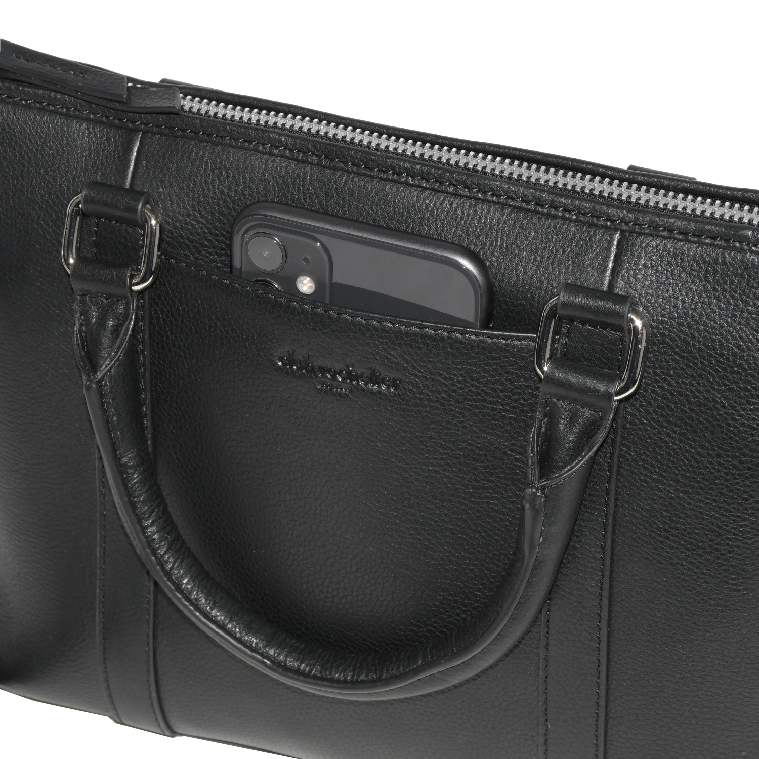 Club Rochelier Leather Crossbody with Top Handles Black