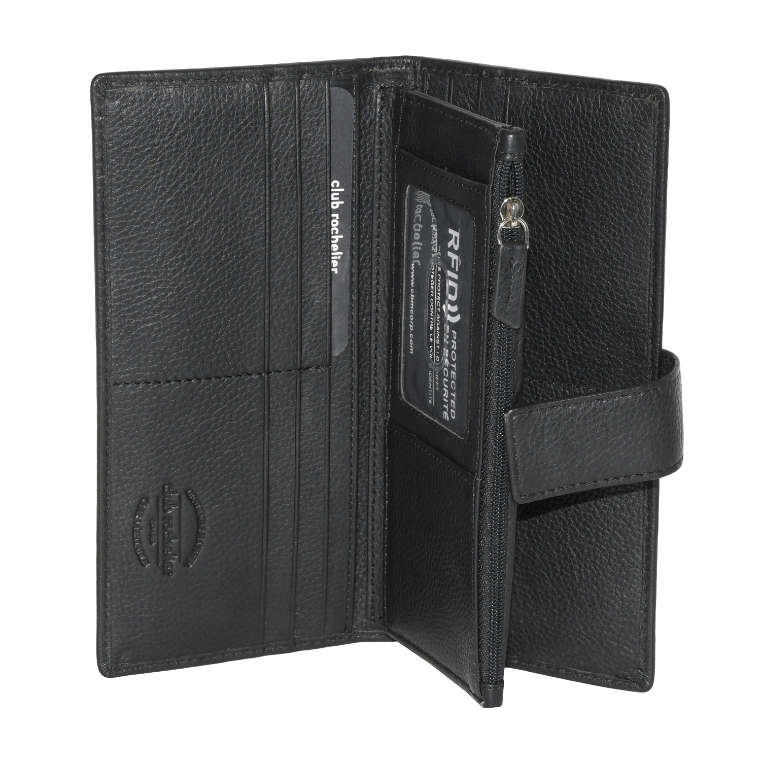 Club Rochelier Ladies Clutch Wallet with Tab, Black