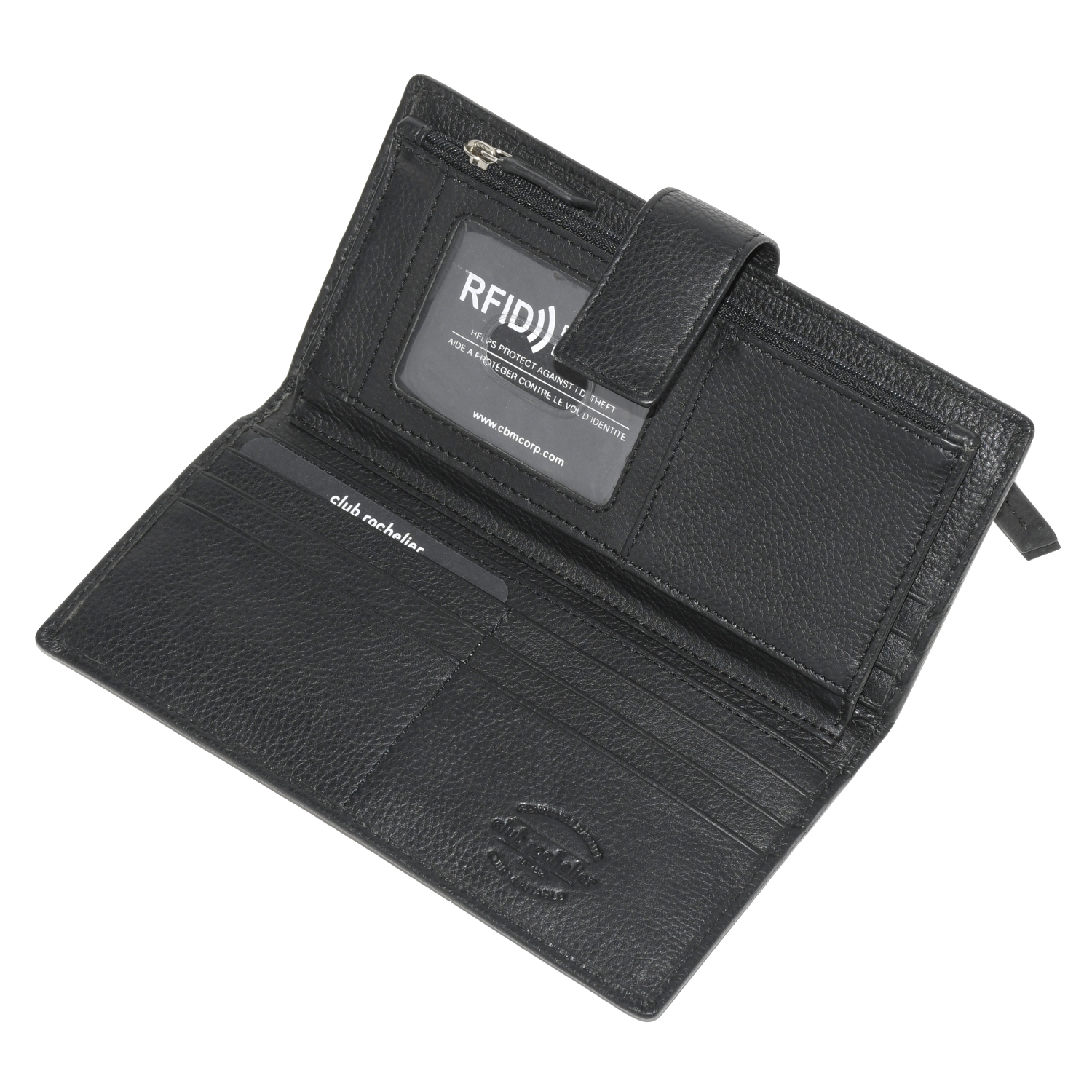 Club Rochelier Ladies Clutch Wallet with Tab, Black