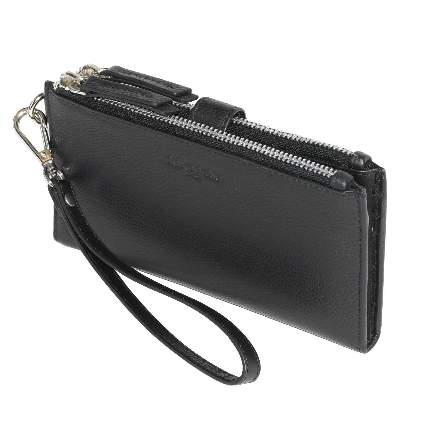 Club Rochelier Leather Ladies Double Zip Clutch Black