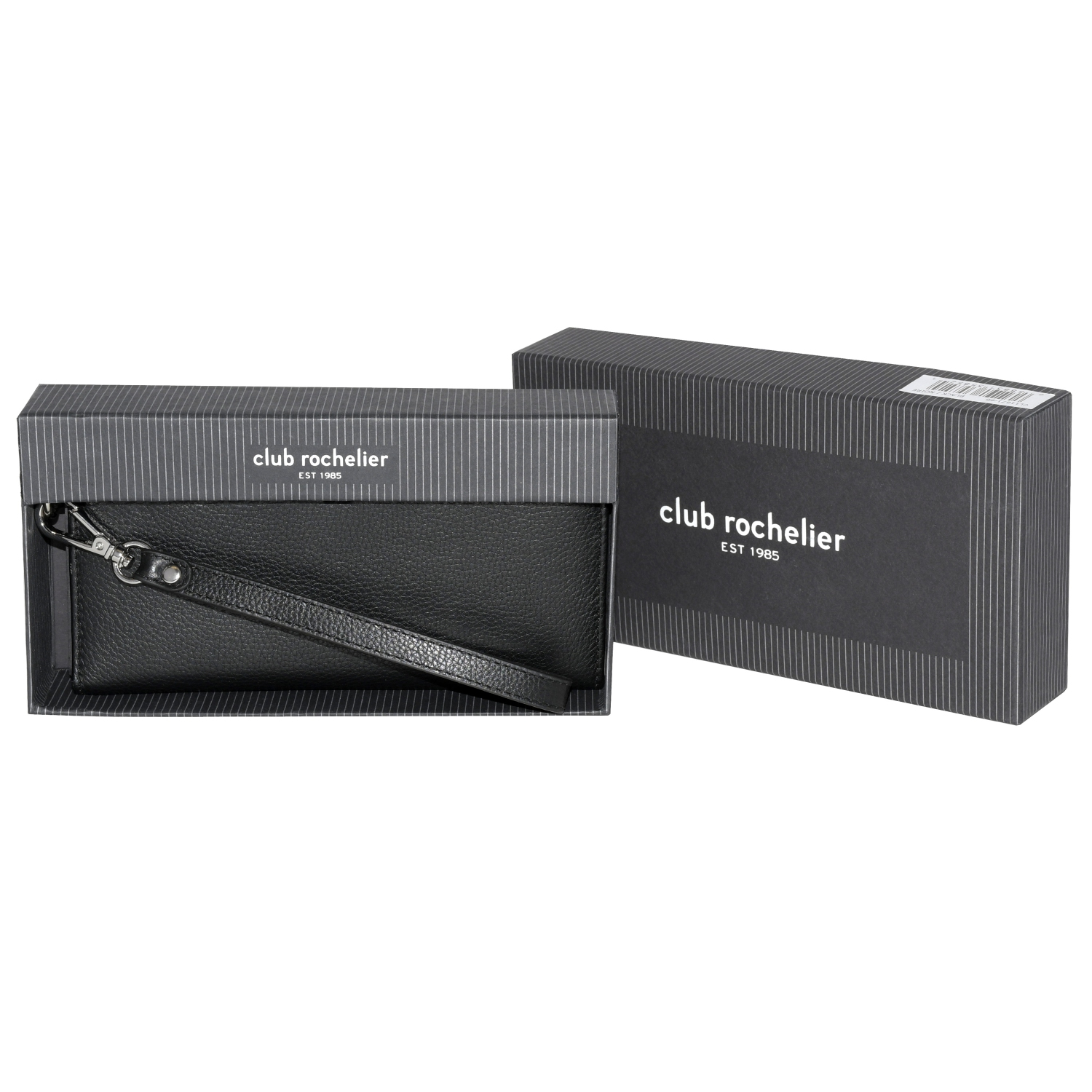 Club Rochelier Leather Ladies Double Zip Clutch Black