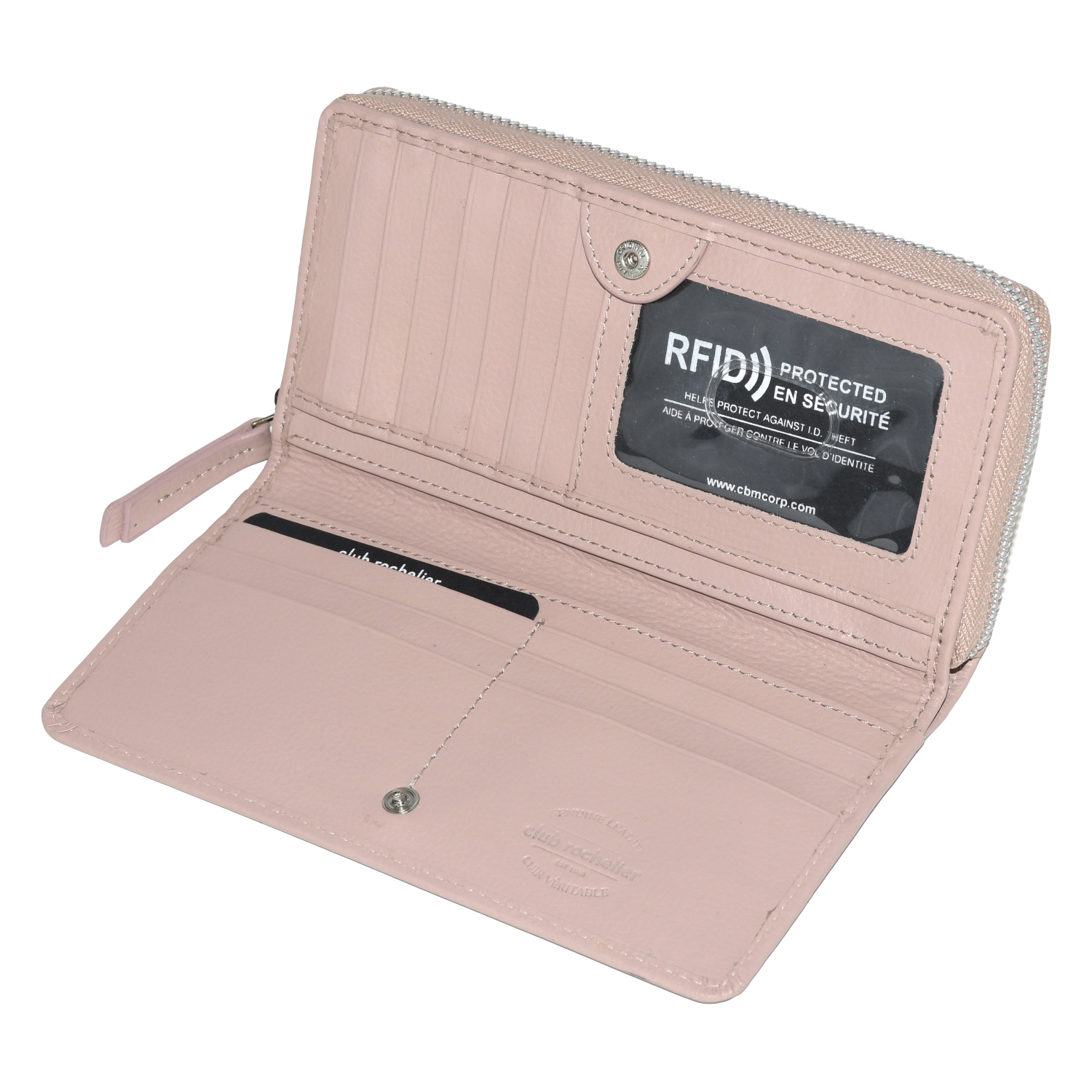 Club Rochelier Zip Around Clutch Wallet with Tab, Blush