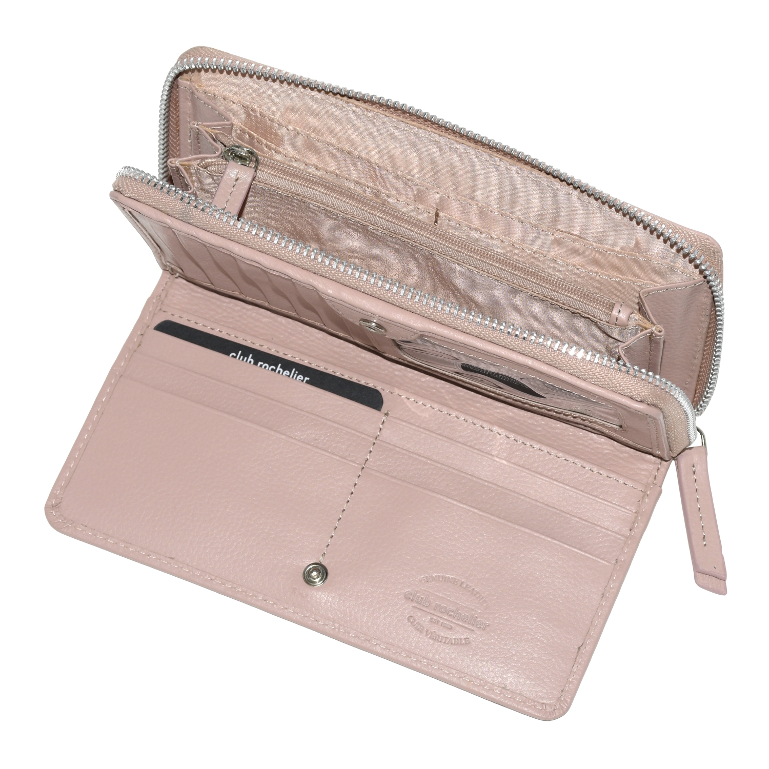 Club Rochelier Zip Around Clutch Wallet with Tab, Blush