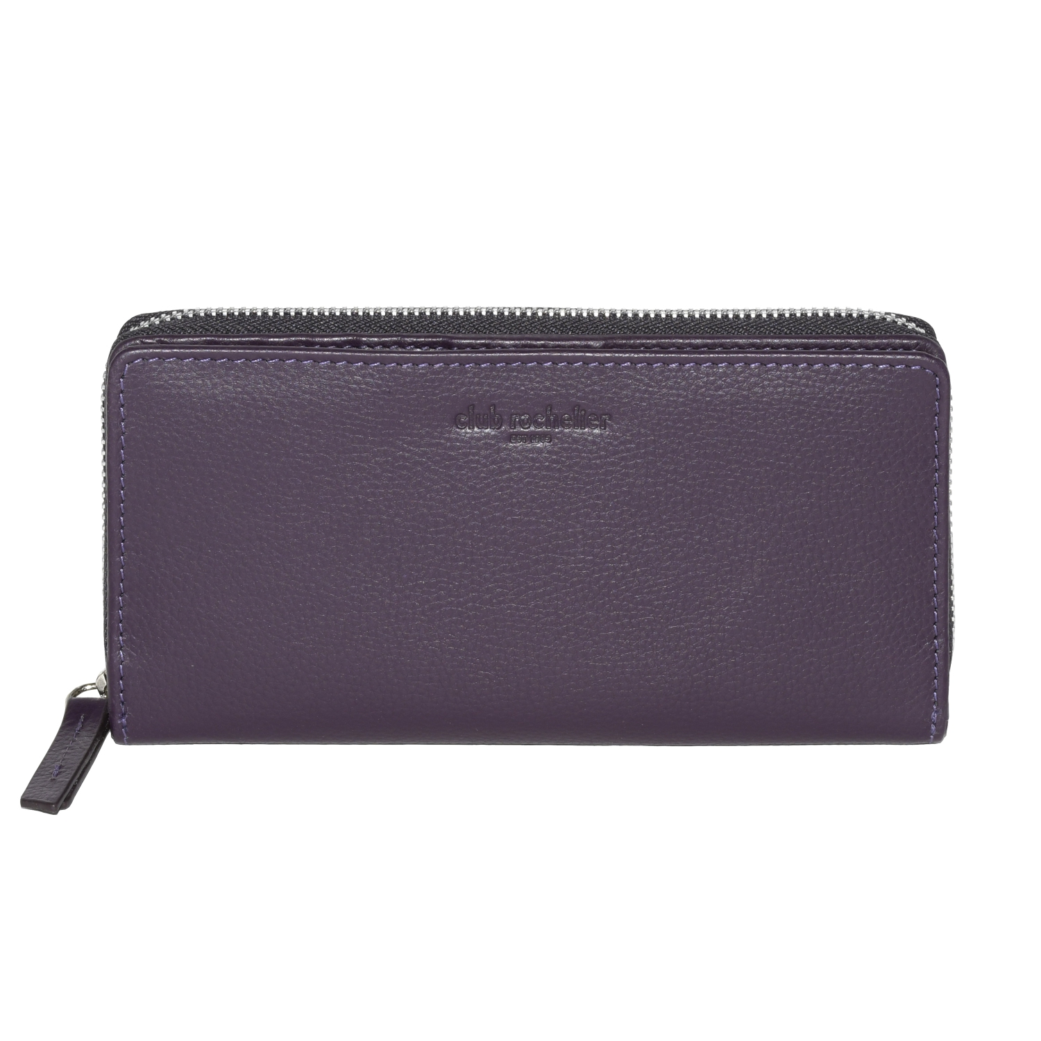 Club Rochelier Zip Around Clutch Wallet with Tab, Plum