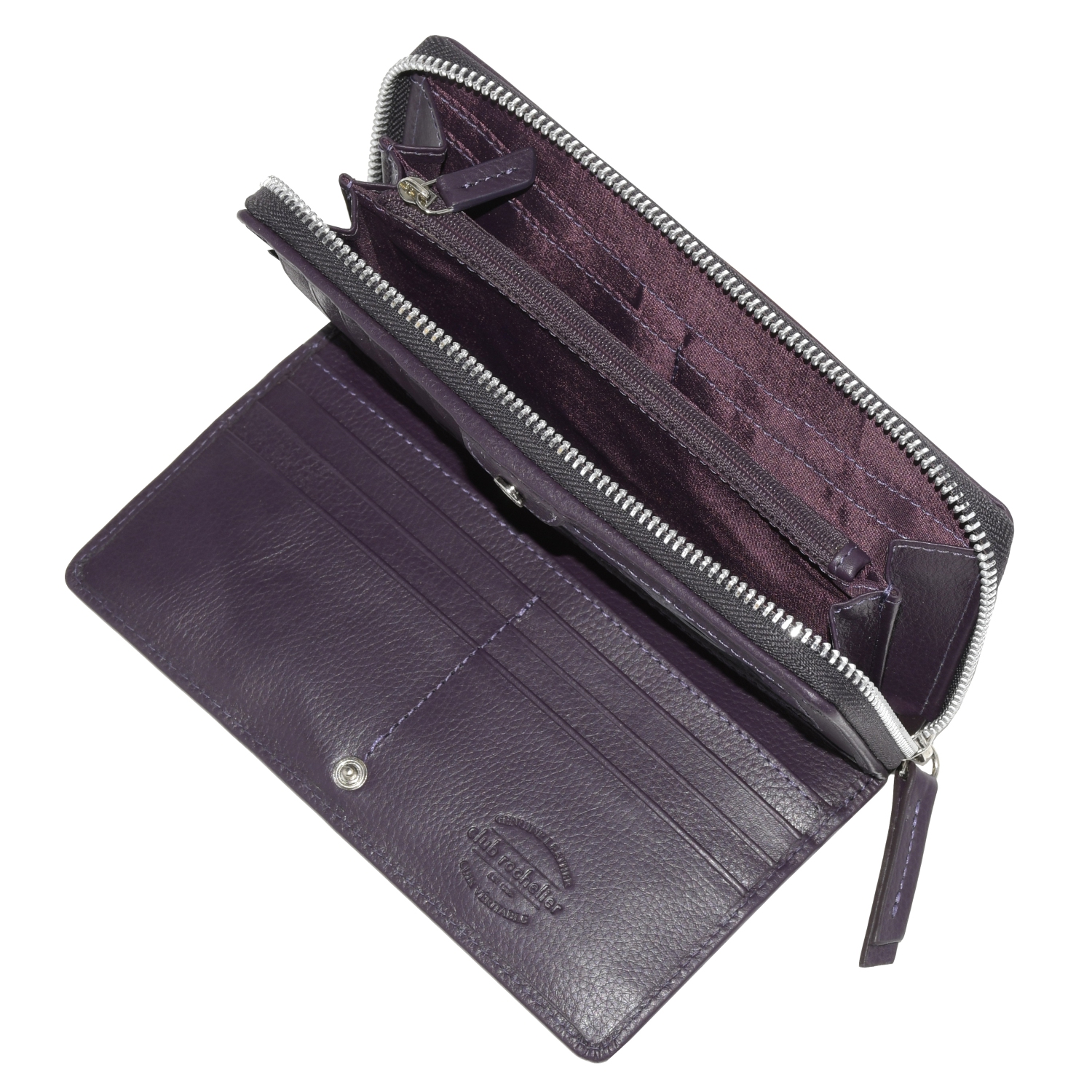 Club Rochelier Zip Around Clutch Wallet with Tab, Plum