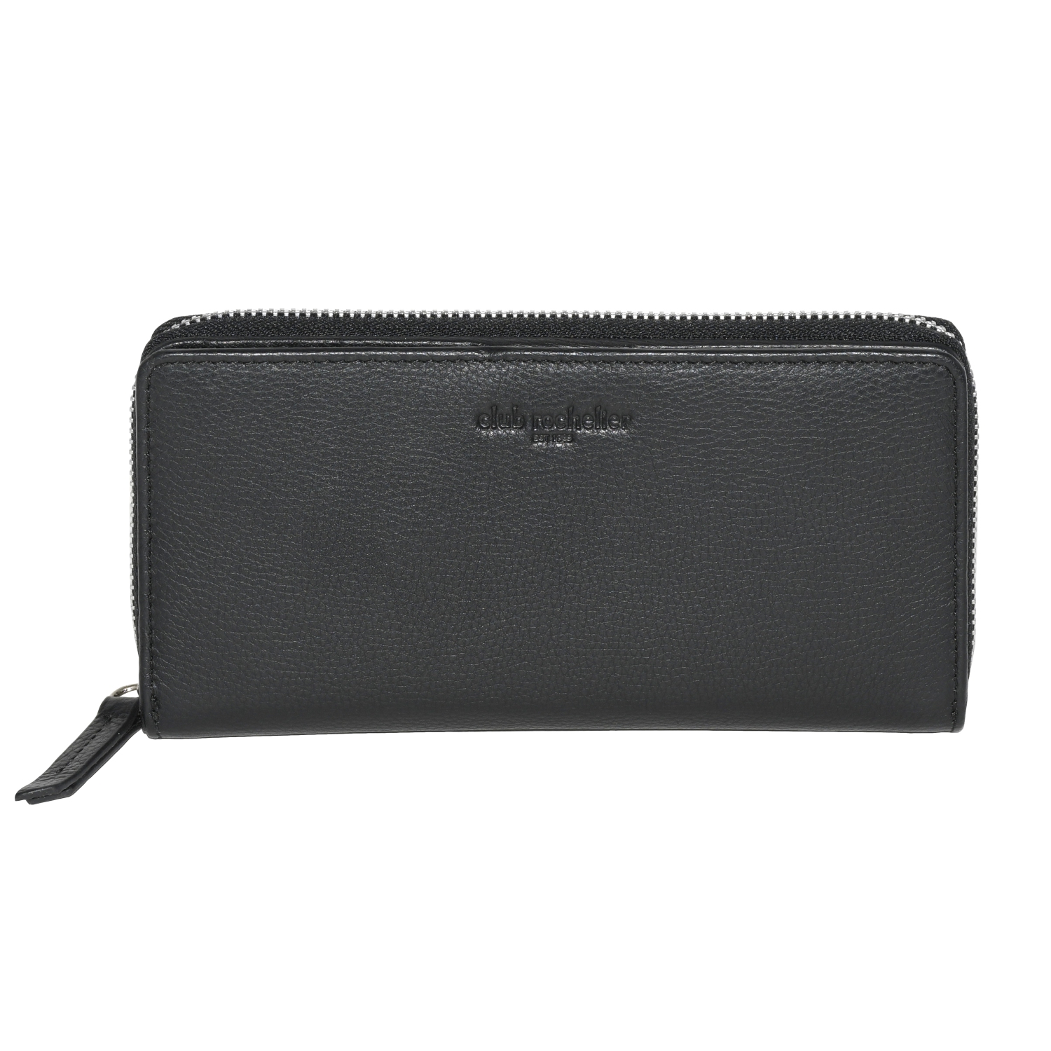 Club Rochelier Zip Around Clutch Wallet with Tab, Black