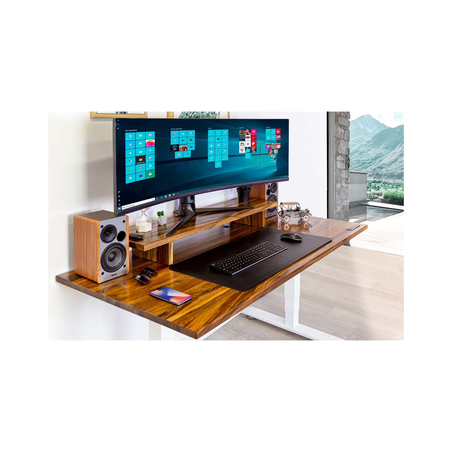 EFFYDESK Deskshelf - Solid Wood Monitor Riser Sturdy Computer Monitor Riser and Multi-Purpose Desktop Storage Organizer Shelf for Laptop and Desktop