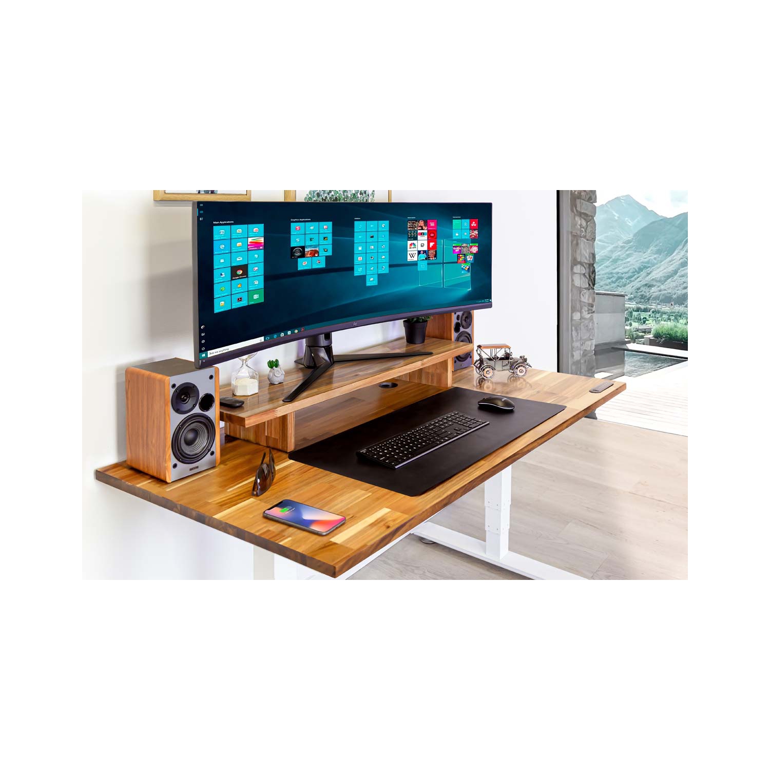 EFFYDESK Deskshelf - Solid Wood Monitor Riser Sturdy Computer Monitor Riser and Multi-Purpose Desktop Storage Organizer Shelf for Laptop and Desktop