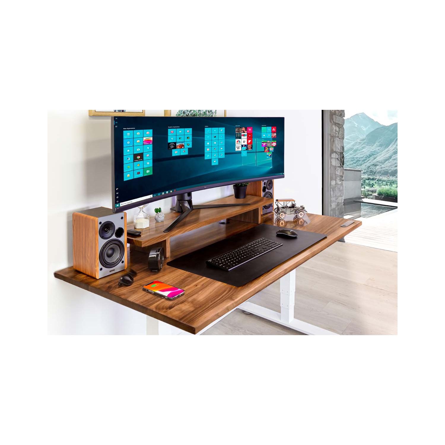 EFFYDESK Deskshelf - Solid Wood Monitor Riser Sturdy Computer Monitor Riser and Multi-Purpose Desktop Storage Organizer Shelf for Laptop and Desktop