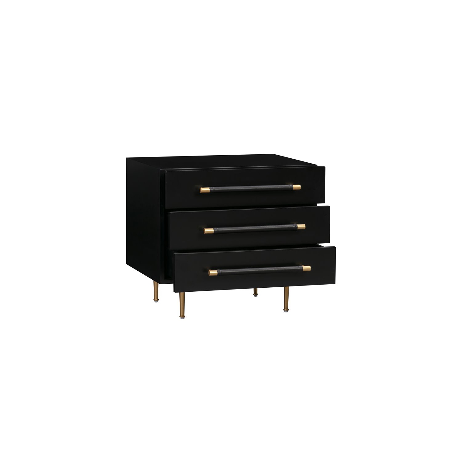 Trident Black Acacia Wood Nightstand