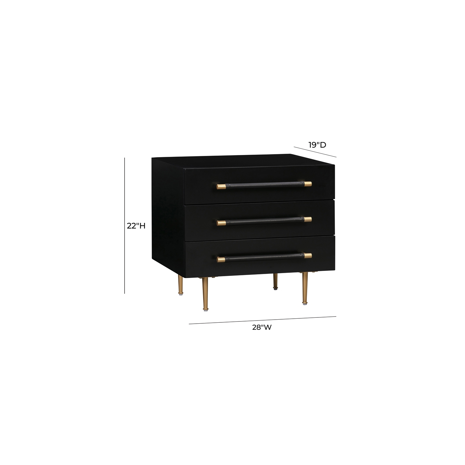 Trident Black Acacia Wood Nightstand