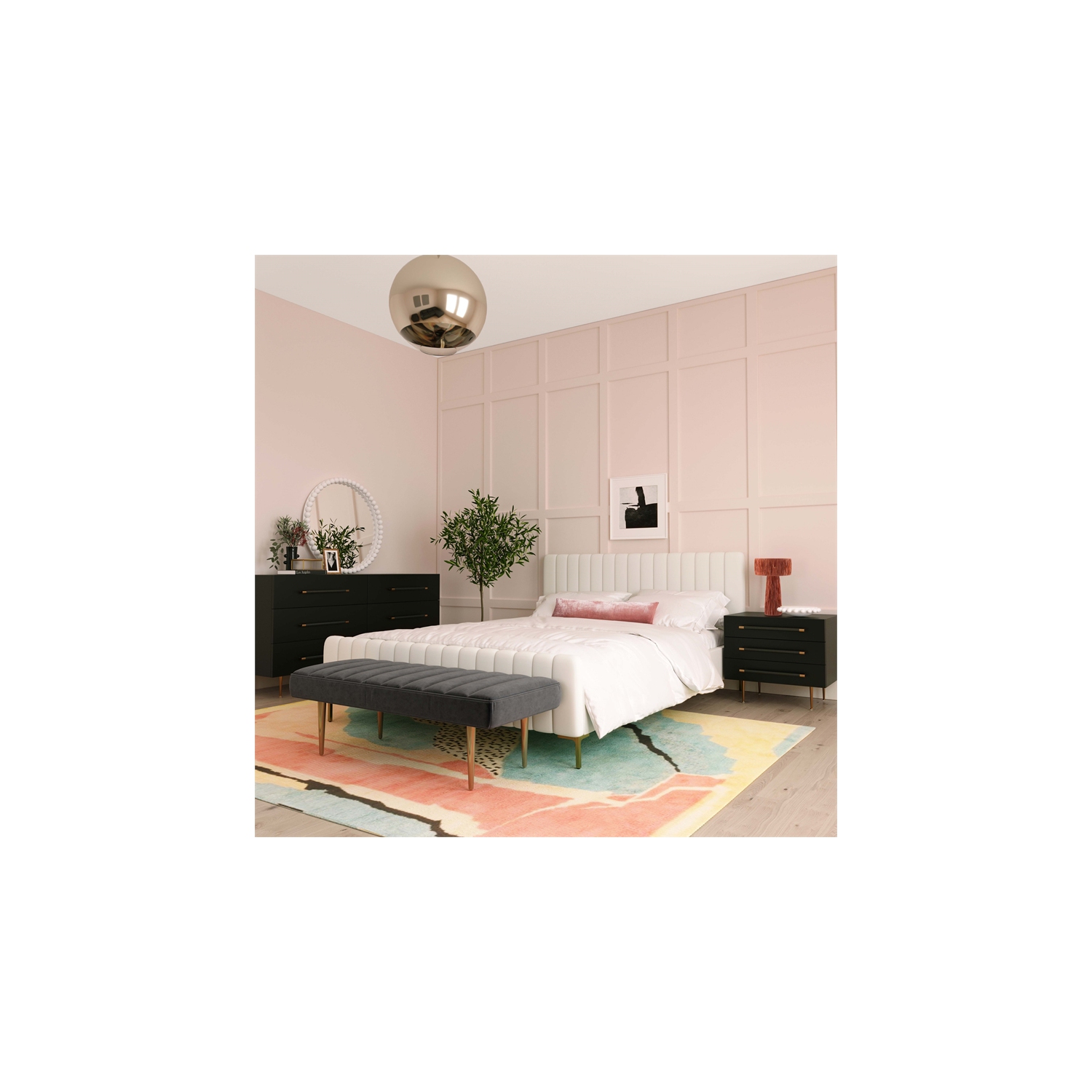 Trident Black Acacia Wood Nightstand