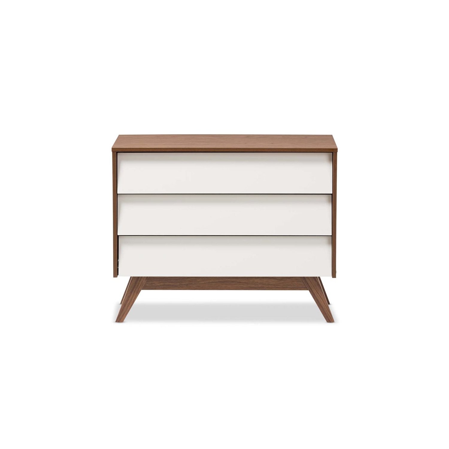 Baxton Studio Hildon 3 Drawer Chest in White and Walnut Brown
