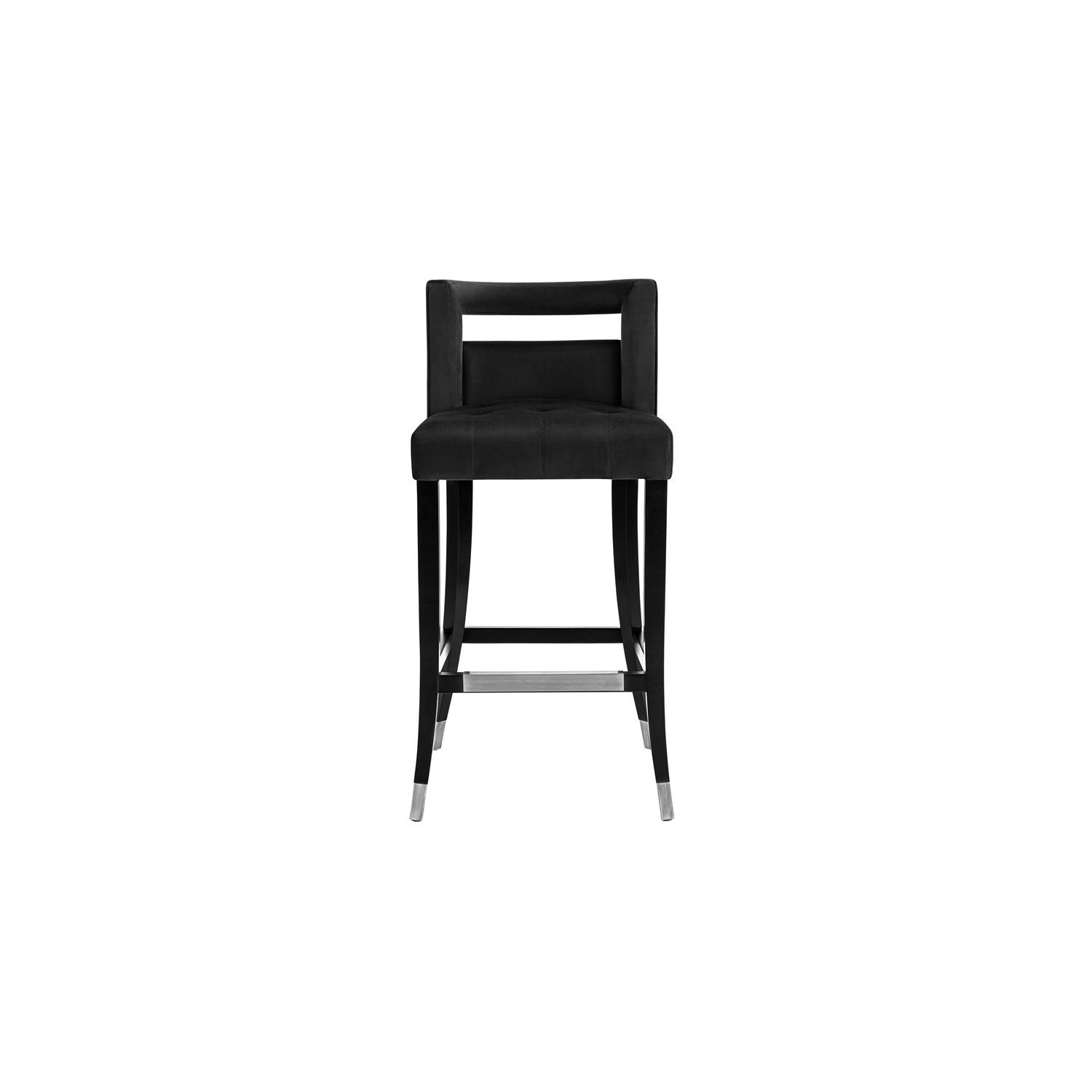 Tabouret de bar transitionnel de 30.3 po en velours et bouleau Hart de TOV Furniture, noir