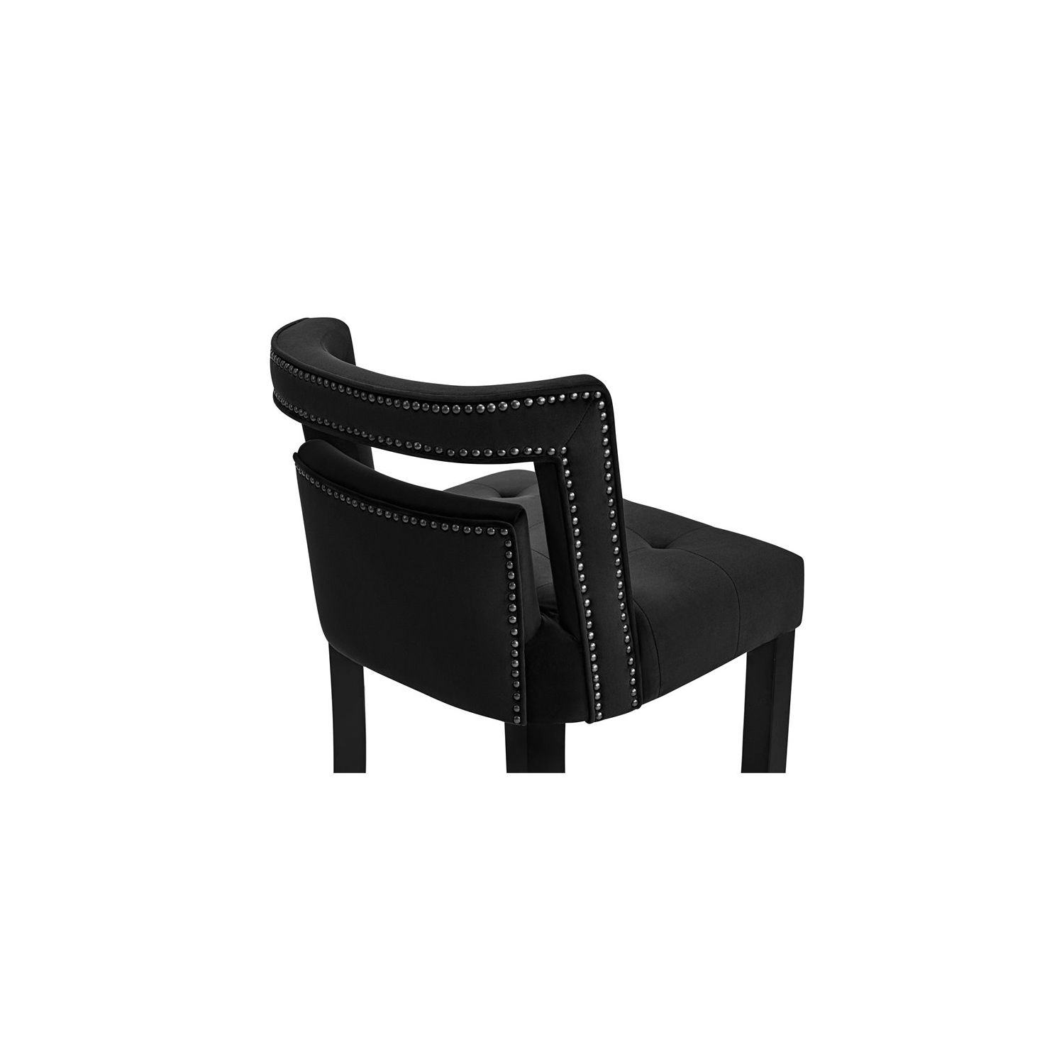 Tabouret de bar transitionnel de 30.3 po en velours et bouleau Hart de TOV Furniture, noir