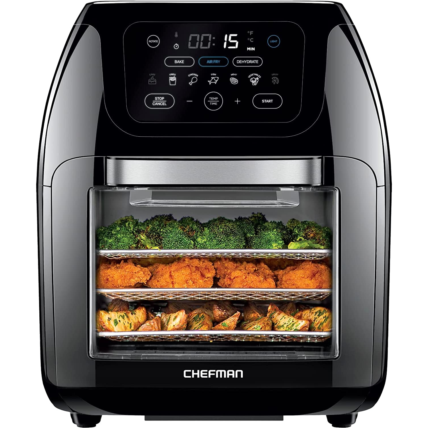 Multifunctional Digital Air Fryer+ Rotisserie, Dehydrator, Convection Oven, 17 Touch Screen Presets, Dehydrate & Bake, Auto Shutoff, Accessories