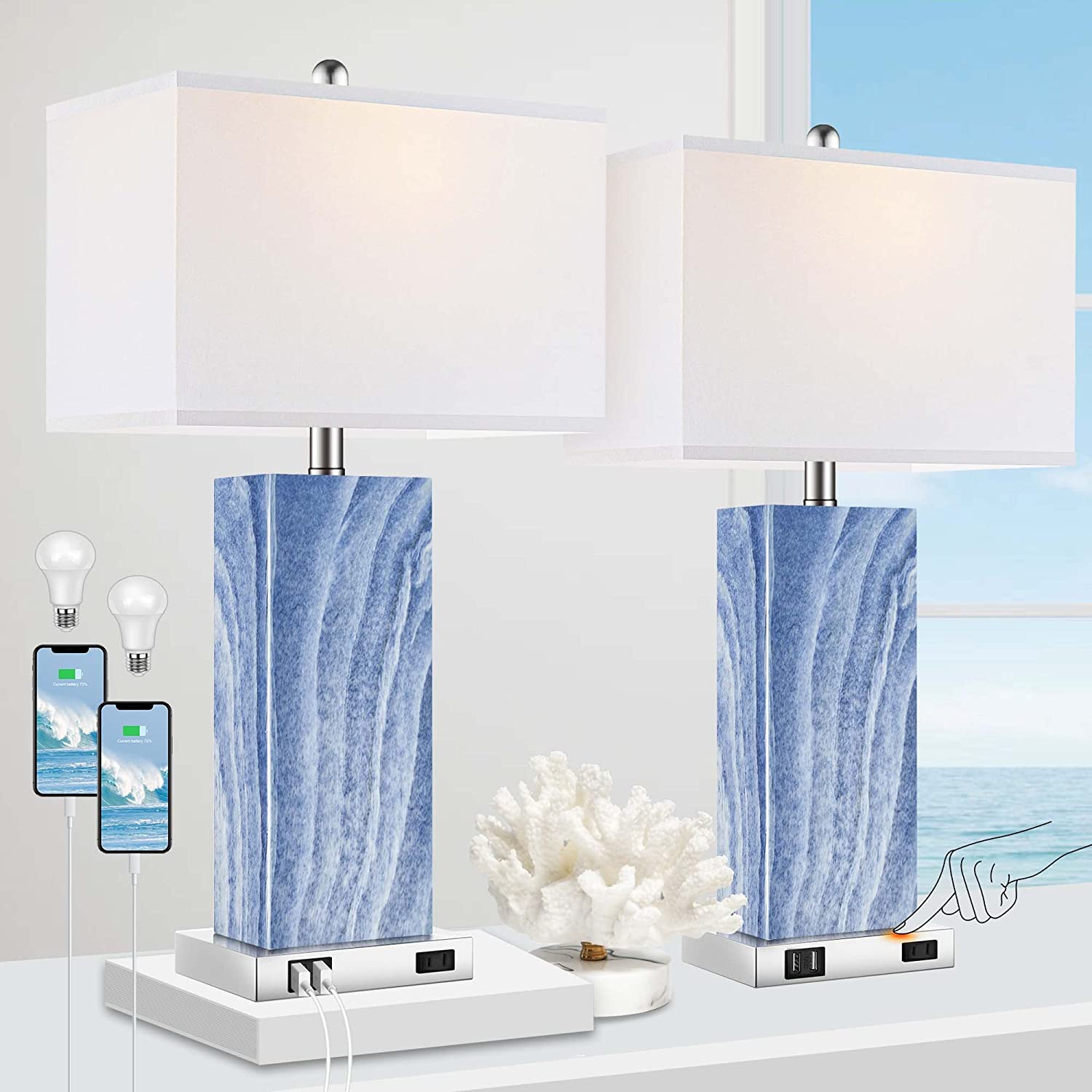 A|M Lighting Touch Control Table Lamps Set of 2
