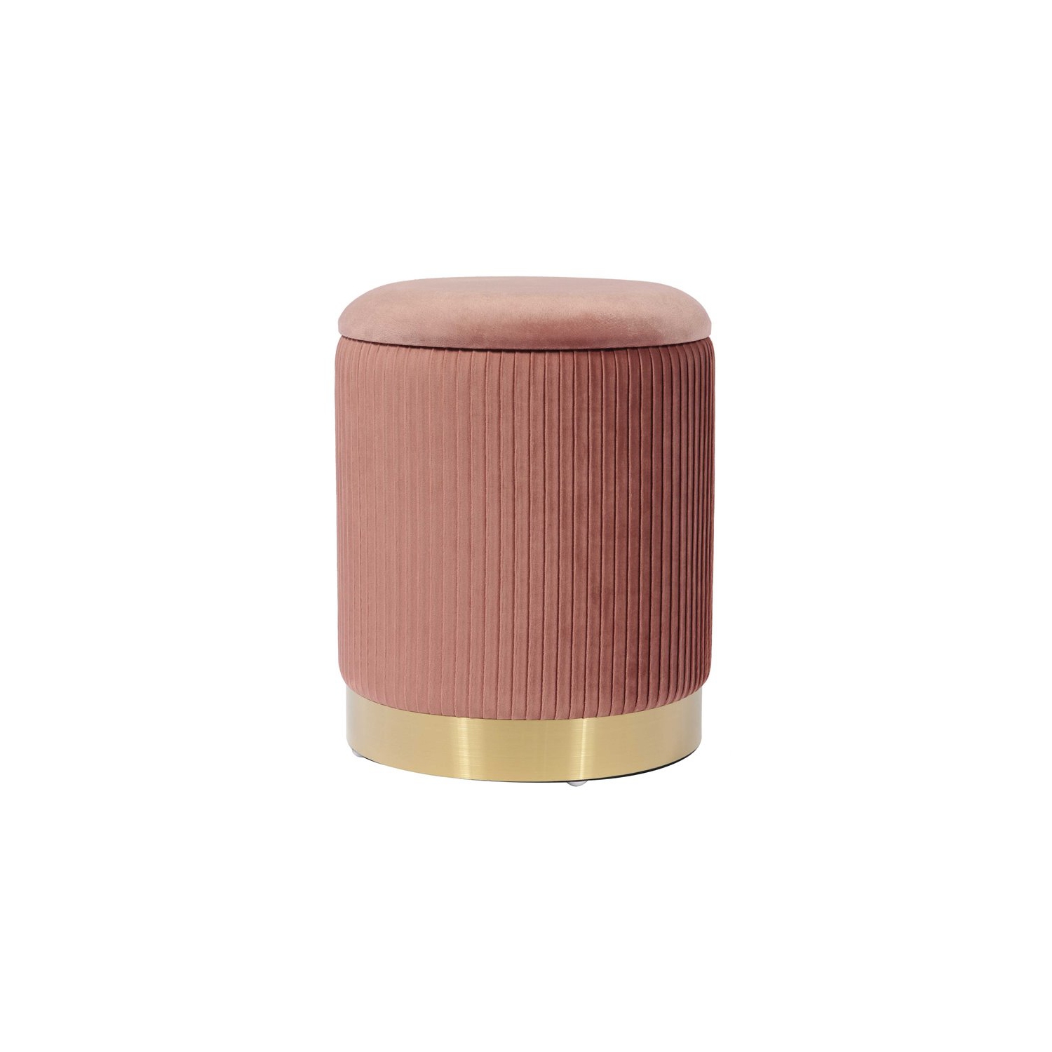 TOV Furniture – Pouf de rangement en velours de style transitionnel Zoe, 14.2 haut., rose