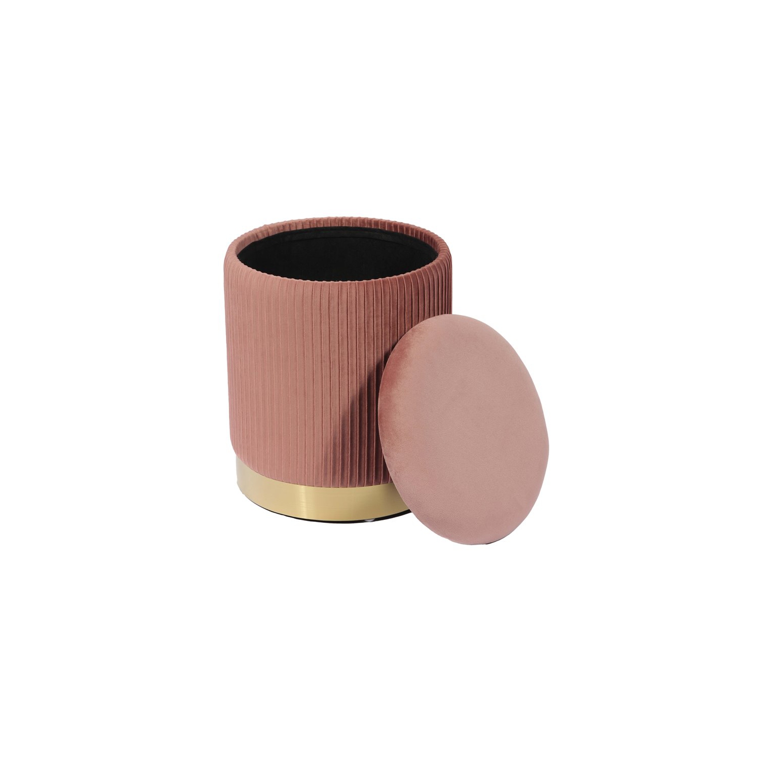 TOV Furniture – Pouf de rangement en velours de style transitionnel Zoe, 14.2 haut., rose