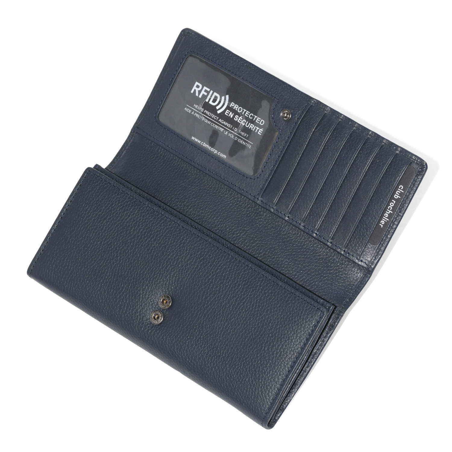 Club Rochelier Ladies Leather Clutch Wallet with Gusset Navy