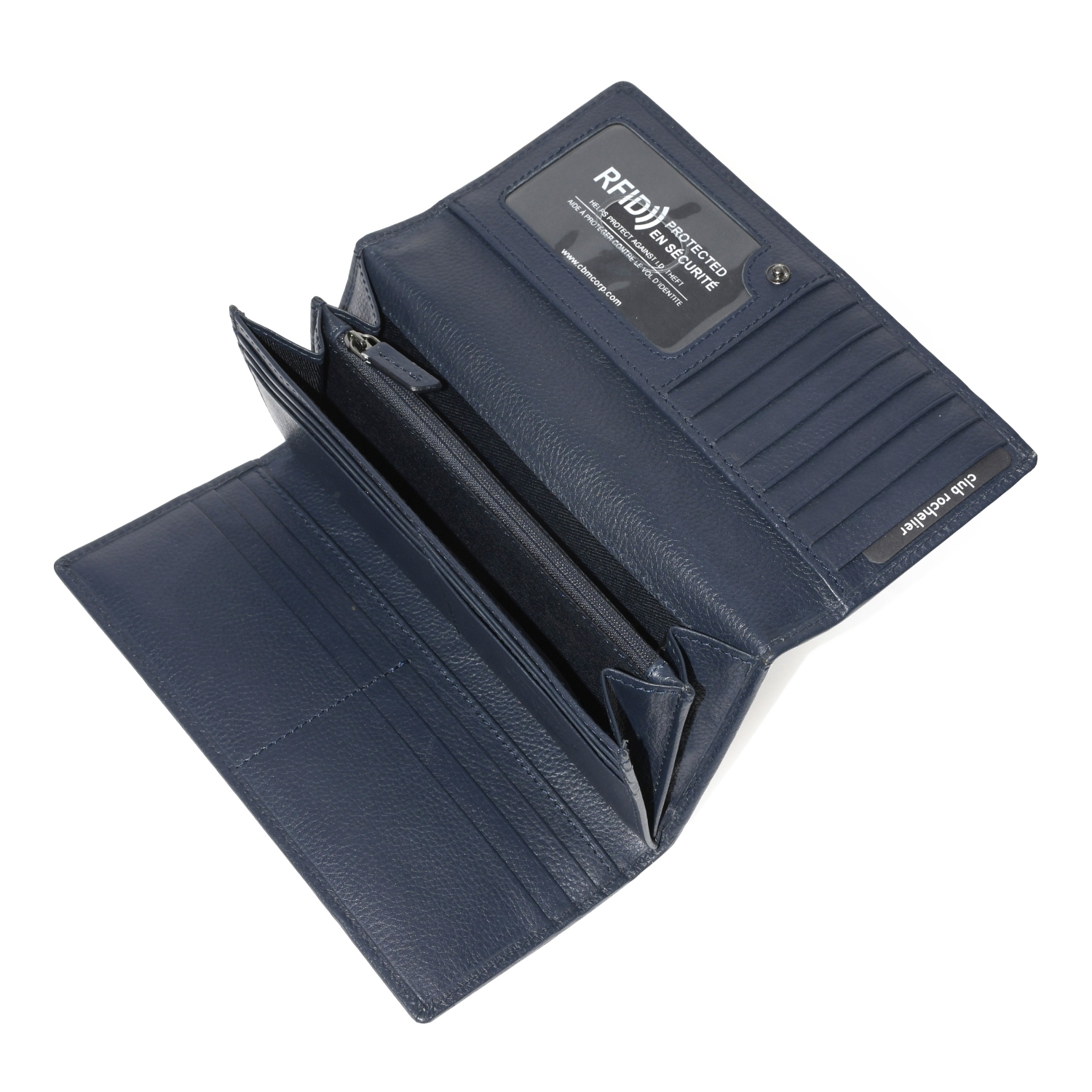 Club Rochelier Ladies Leather Clutch Wallet with Gusset Navy