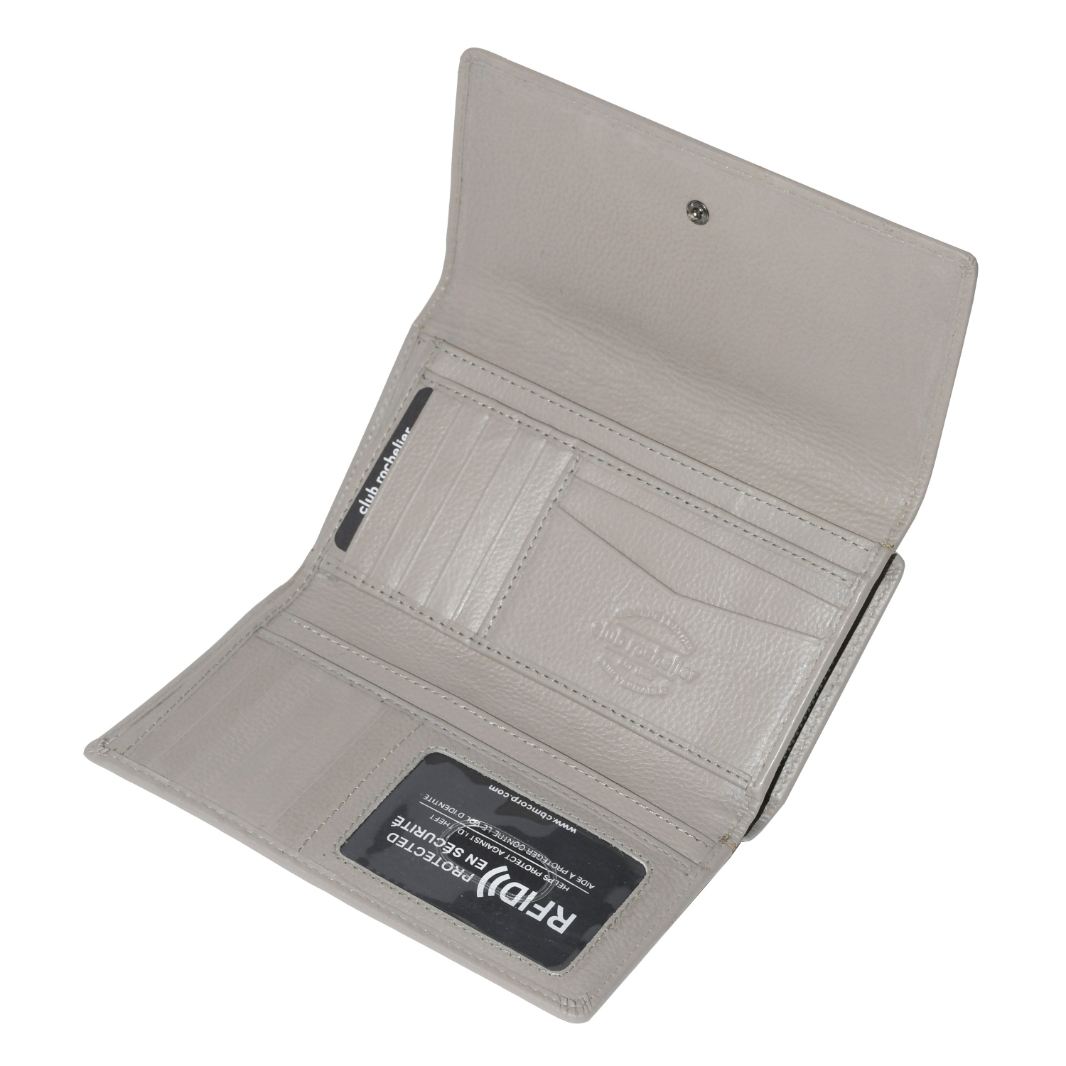 Club Rochelier Ladies Medium Leather Clutch Taupe