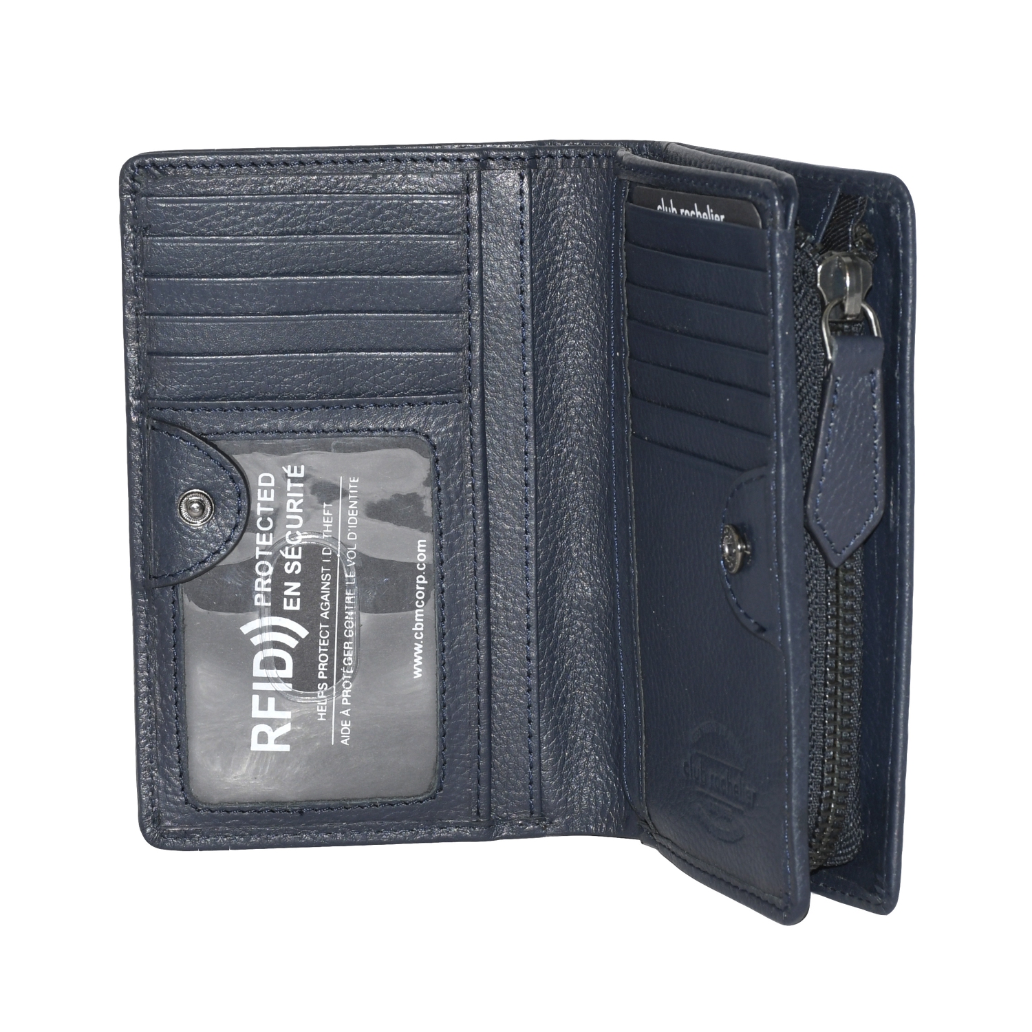 Club Rochelier Ladies Medium Leather Bifold Wallet Navy