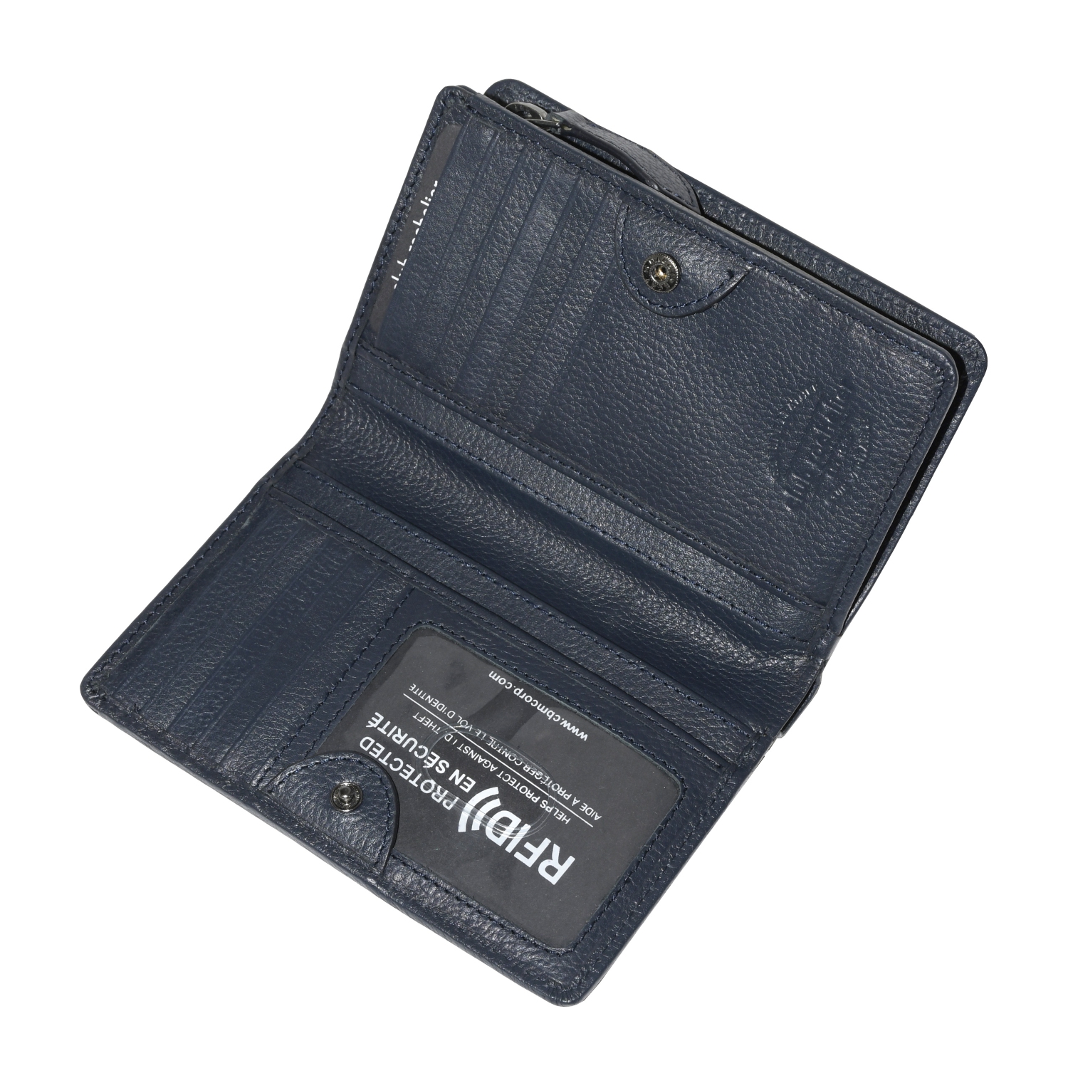 Club Rochelier Ladies Medium Leather Bifold Wallet Navy