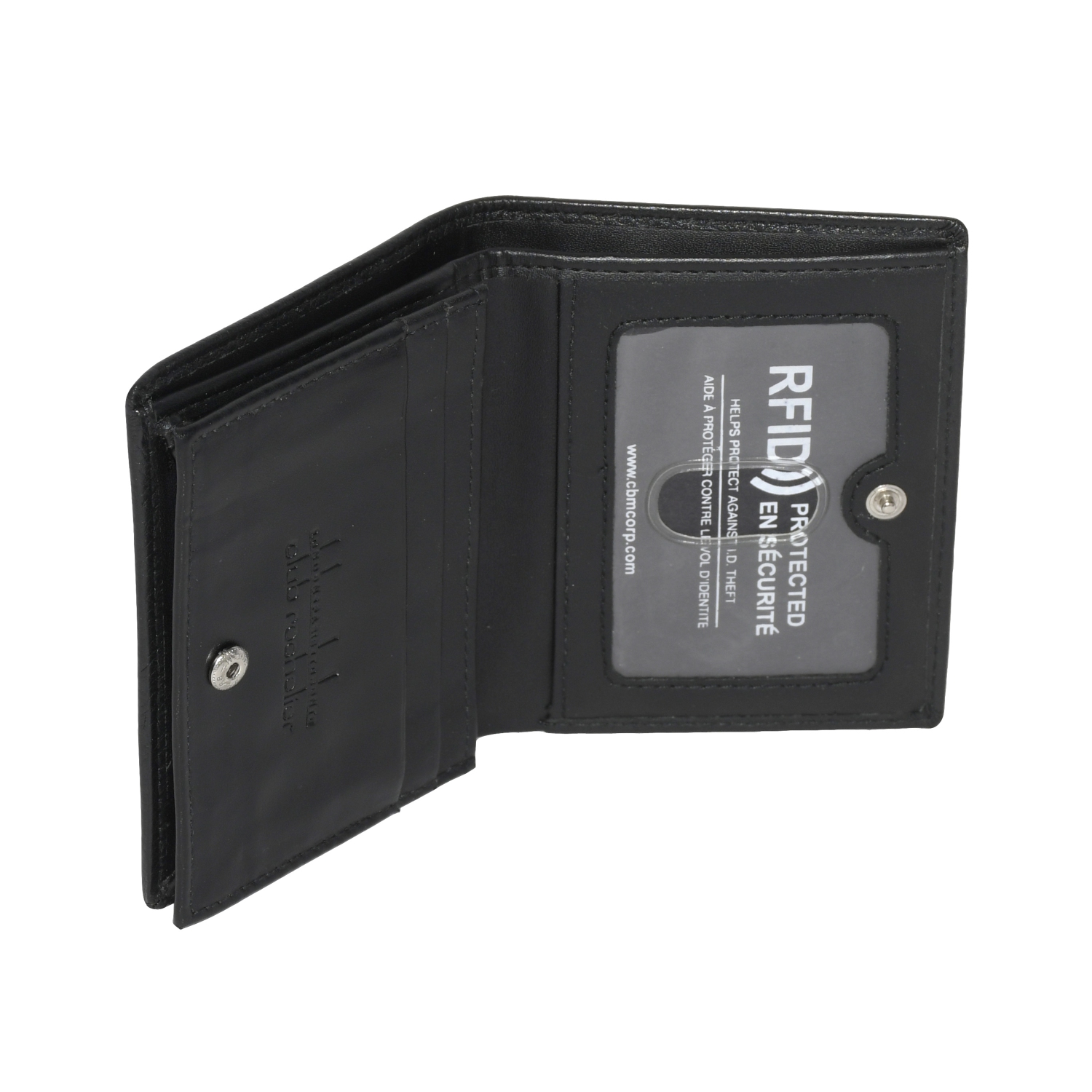 Club Rochelier Men's Snap Cardholder and Billfold Wallet Black