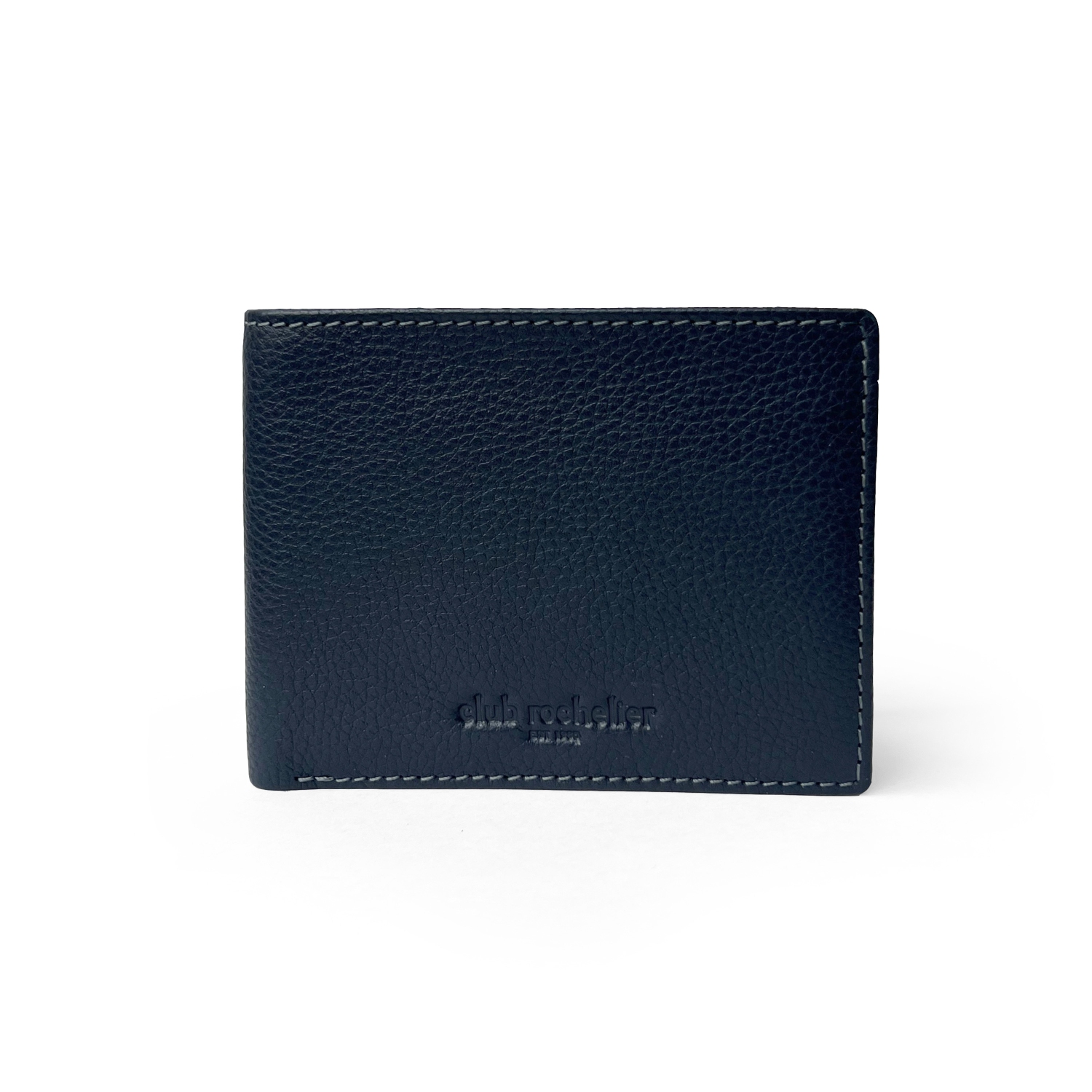 Club Rochelier Slim Men Leather Wallet with Zippered Pocket Navy