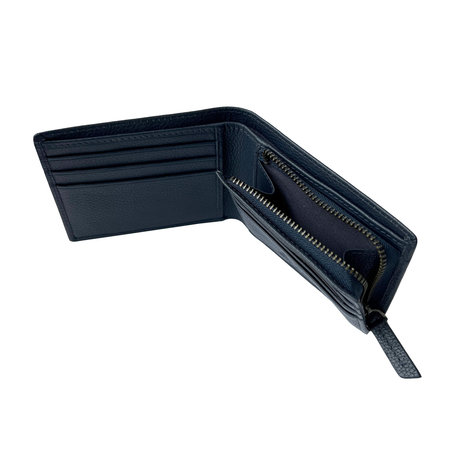 Club Rochelier Slim Men Leather Wallet with Zippered Pocket Navy