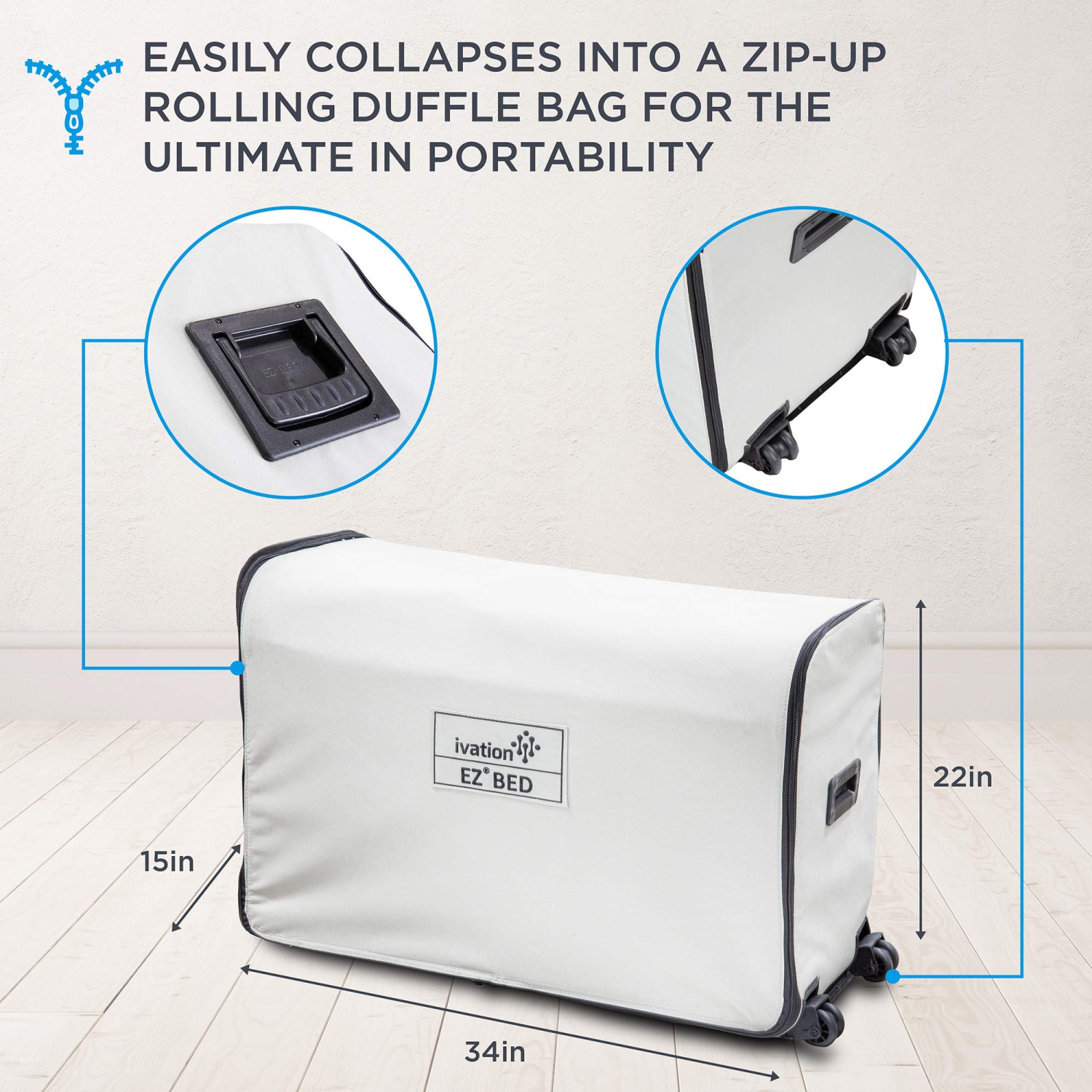 Ivation EZ-Bed Full Size Inflatable Mattress with Deflate Defender, Air Bed Frame and Rolling Case