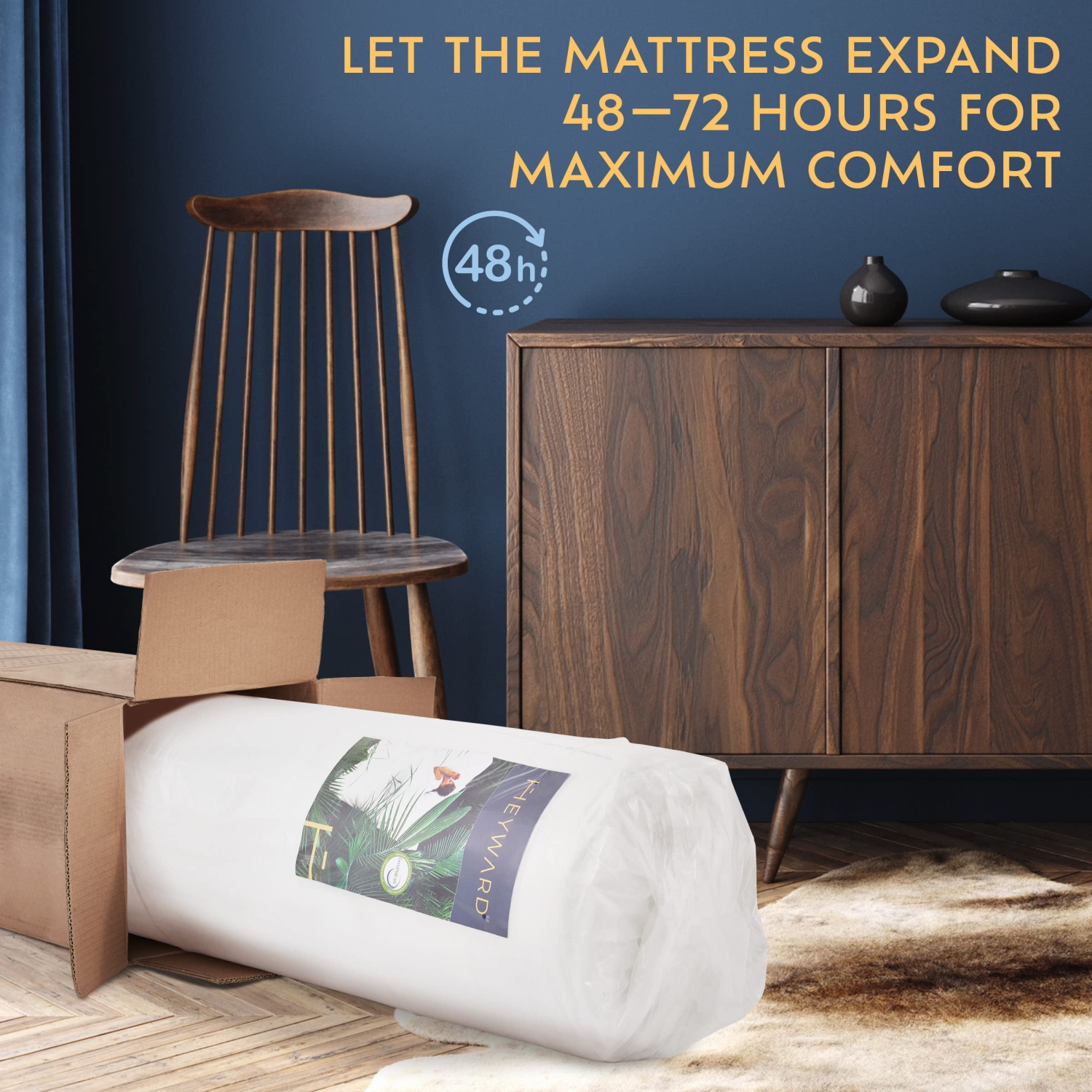 Heyward 4.5” Sofa Queen Mattress, Memory Foam Mattress for Sofa Bed Frames 72” x 58” x 4.5”