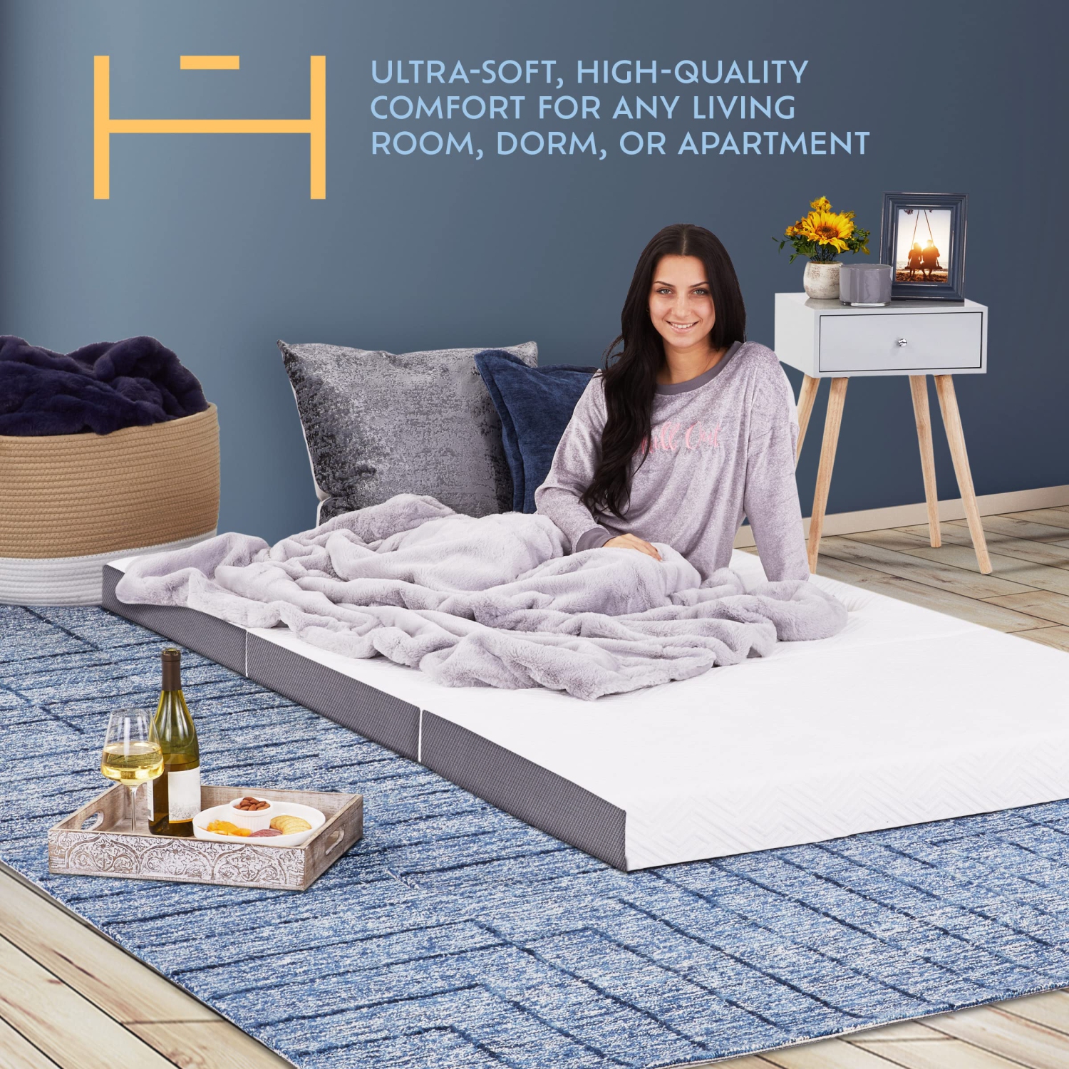 Heyward 4” Trifold Twin Mattress, Machine Washable Cover Memory Foam Mattress 75" x 38" x 4"