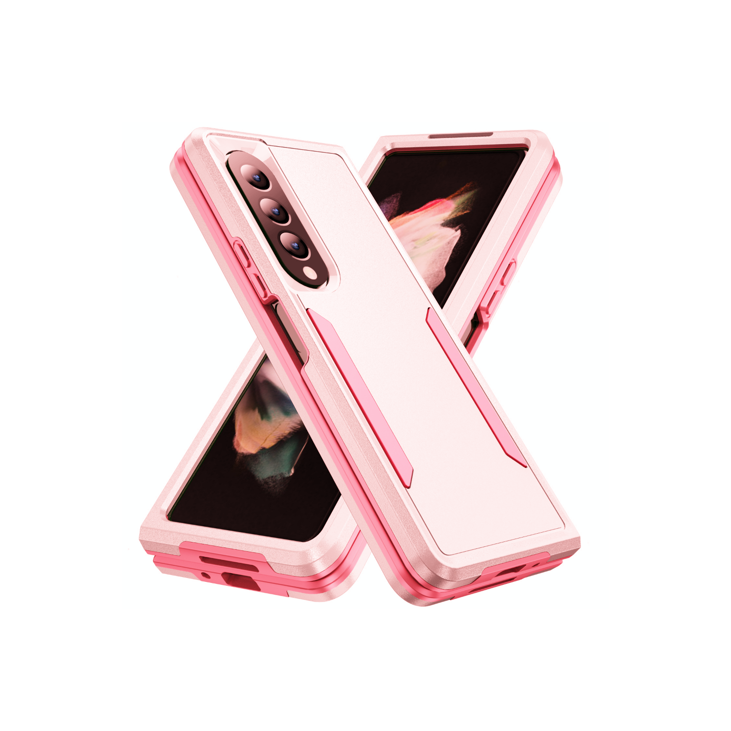【CSmart】 Dual Layers Heavy Duty Rubber Armor Bumper Hard Case Cover for Samsung Galaxy Z Fold 4 5G, Pink