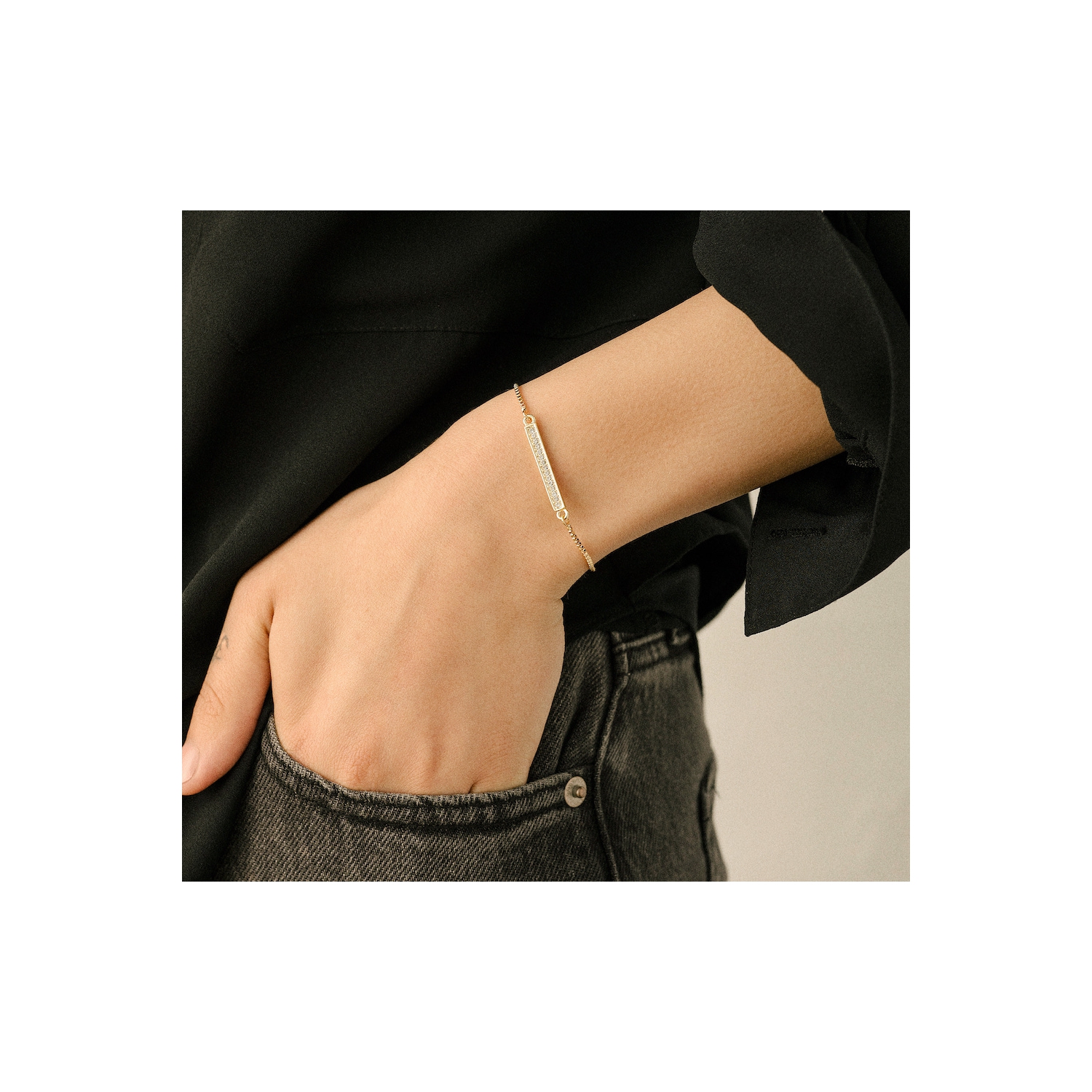 Bracelet de bar doré à cristaux autrichiens classiques de couleur autrichienne, sur carte des Fêtes