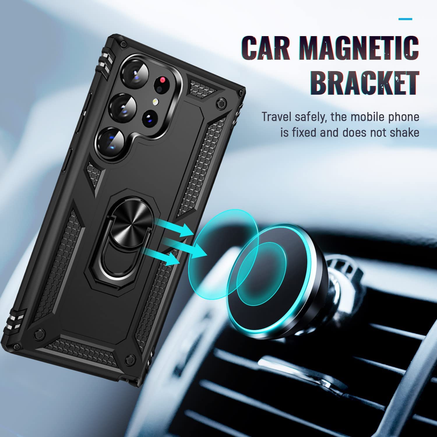 【SuperShield】 Heavy Duty Full-Body Armor Shockproof Bumper Hard Back Protective Defender Case with Kickstand Ring Phone Holder Case for Samsung