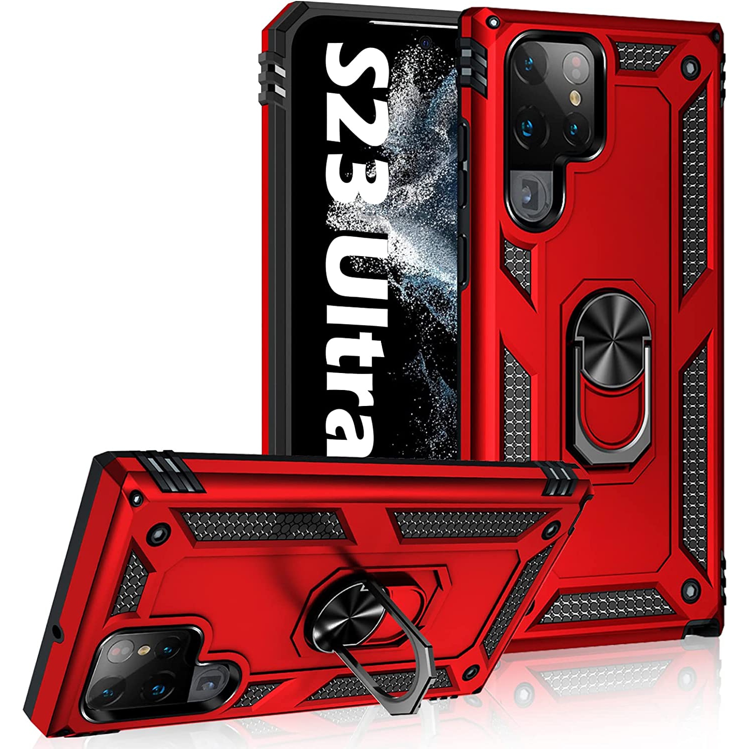 [SuperShield] Étui protecteur antichoc robuste intégral Armor pour Samsung Galaxy S23 Ultra 5G, étui protecteur arrière rigide, béquille et support