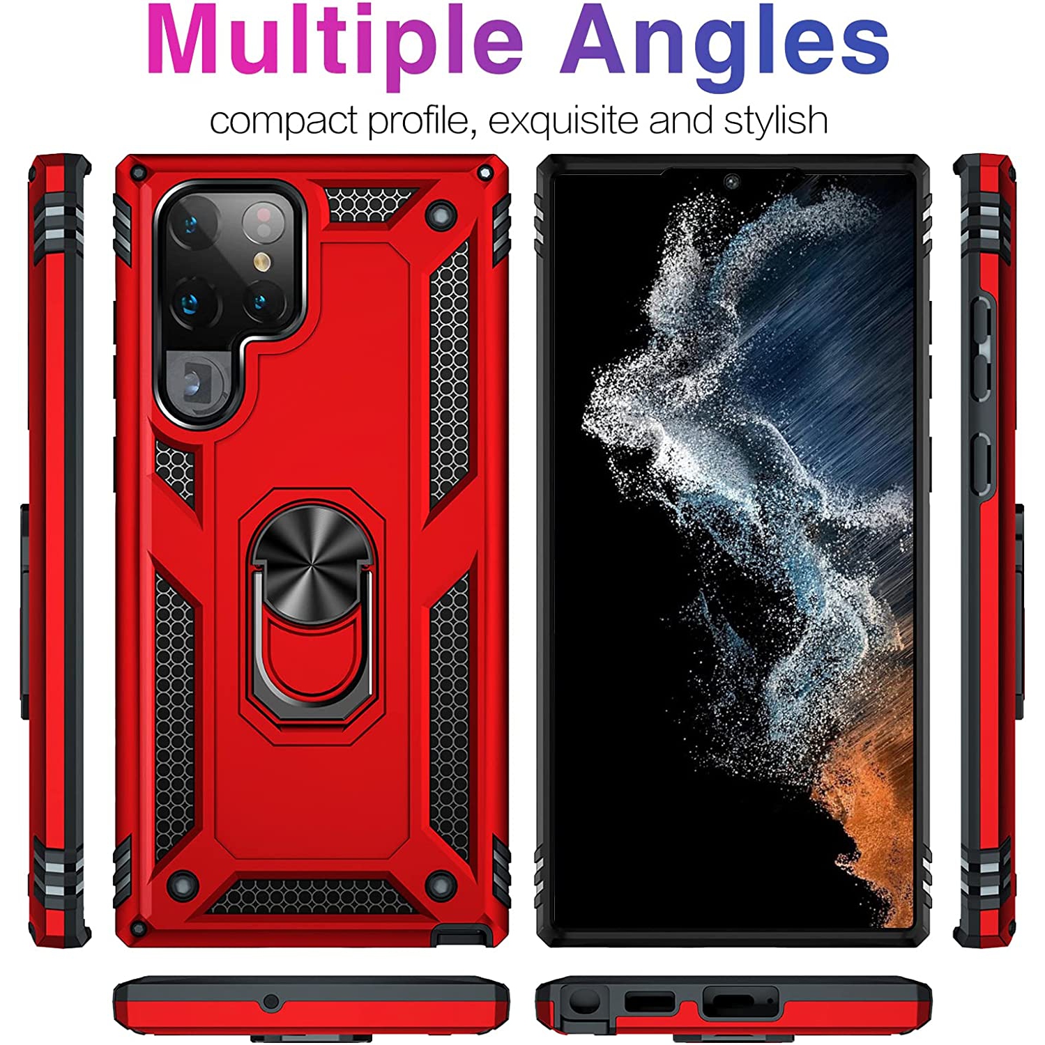 [SuperShield] Étui protecteur antichoc robuste intégral Armor pour Samsung Galaxy S23 Ultra 5G, étui protecteur arrière rigide, béquille et support